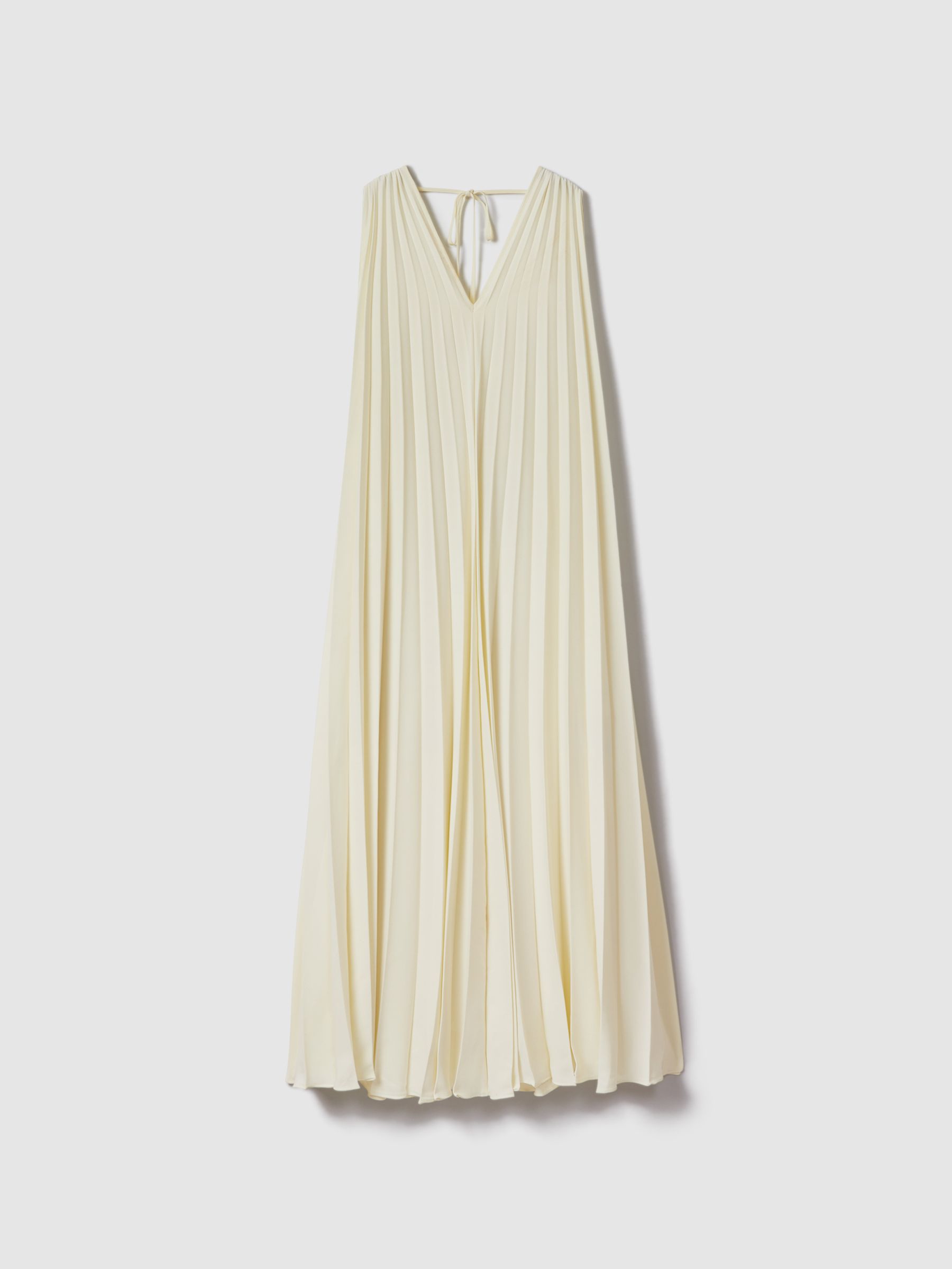Pleated Cape Sleeve Midi Dress in Lemon
