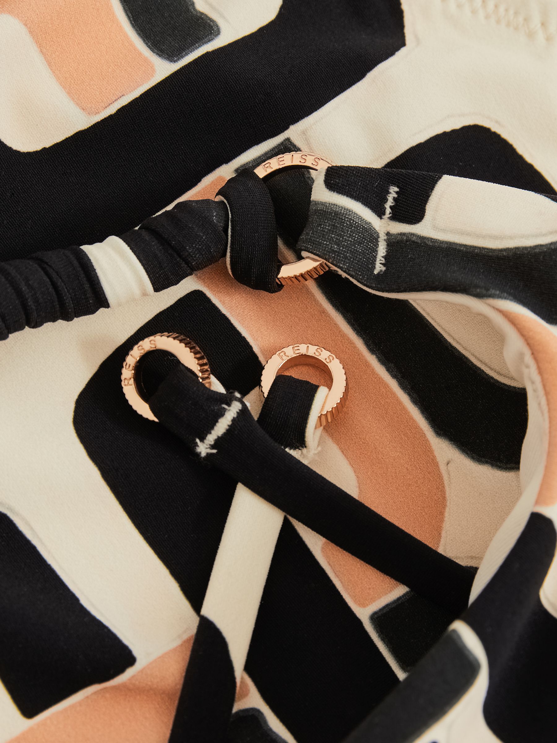 Chain-Print Square-Neck Swimsuit in Brown/Cream