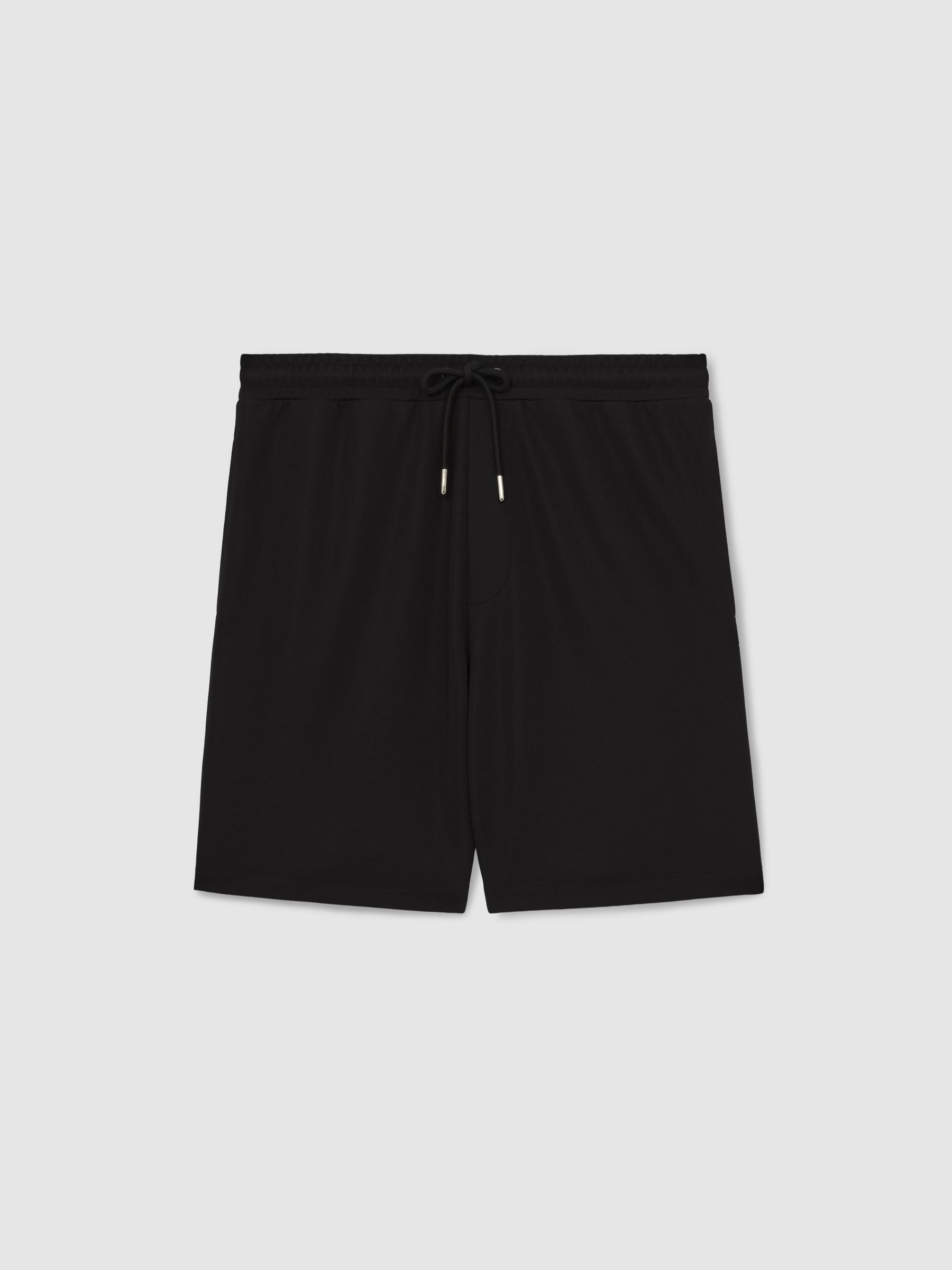Textured Drawstring Shorts in Black
