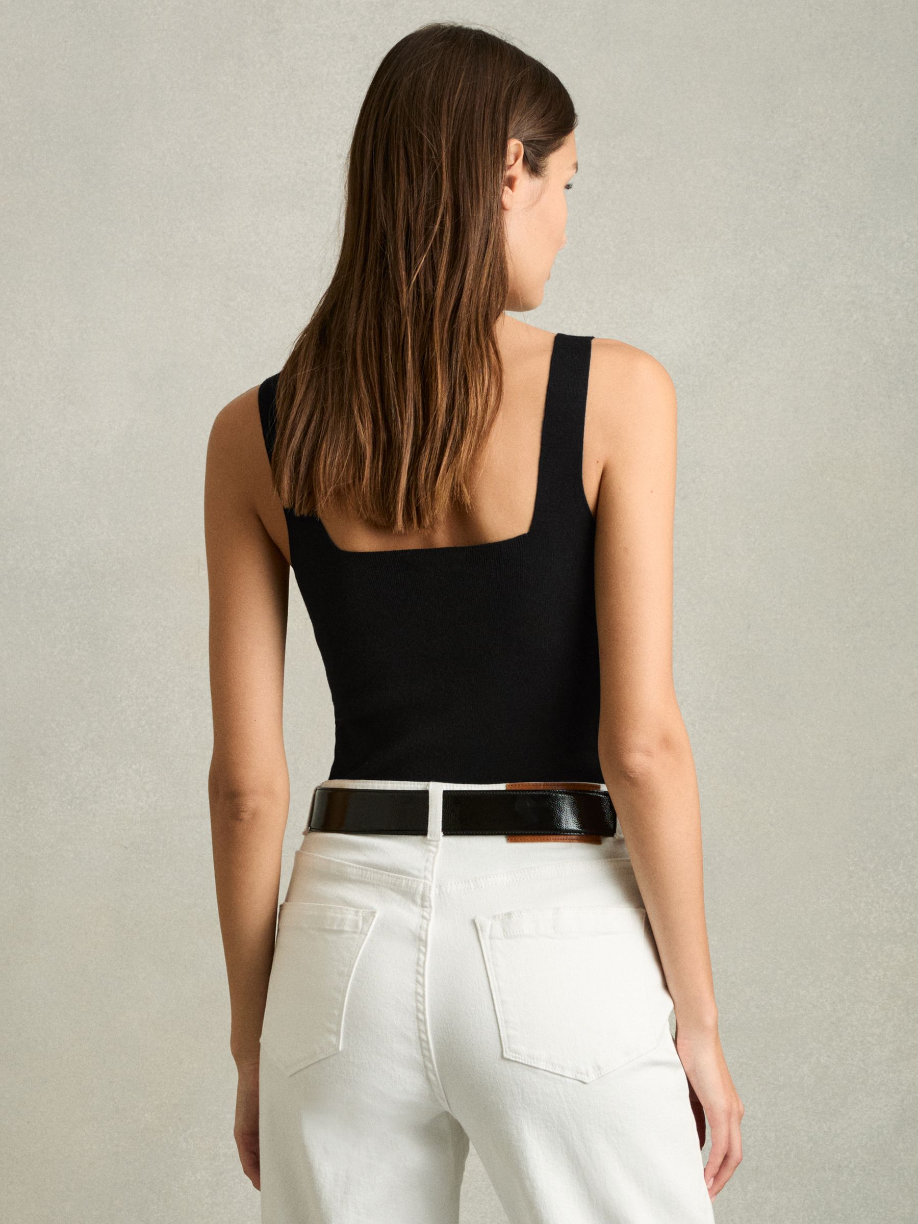 Knitted Square Neck Vest in Black