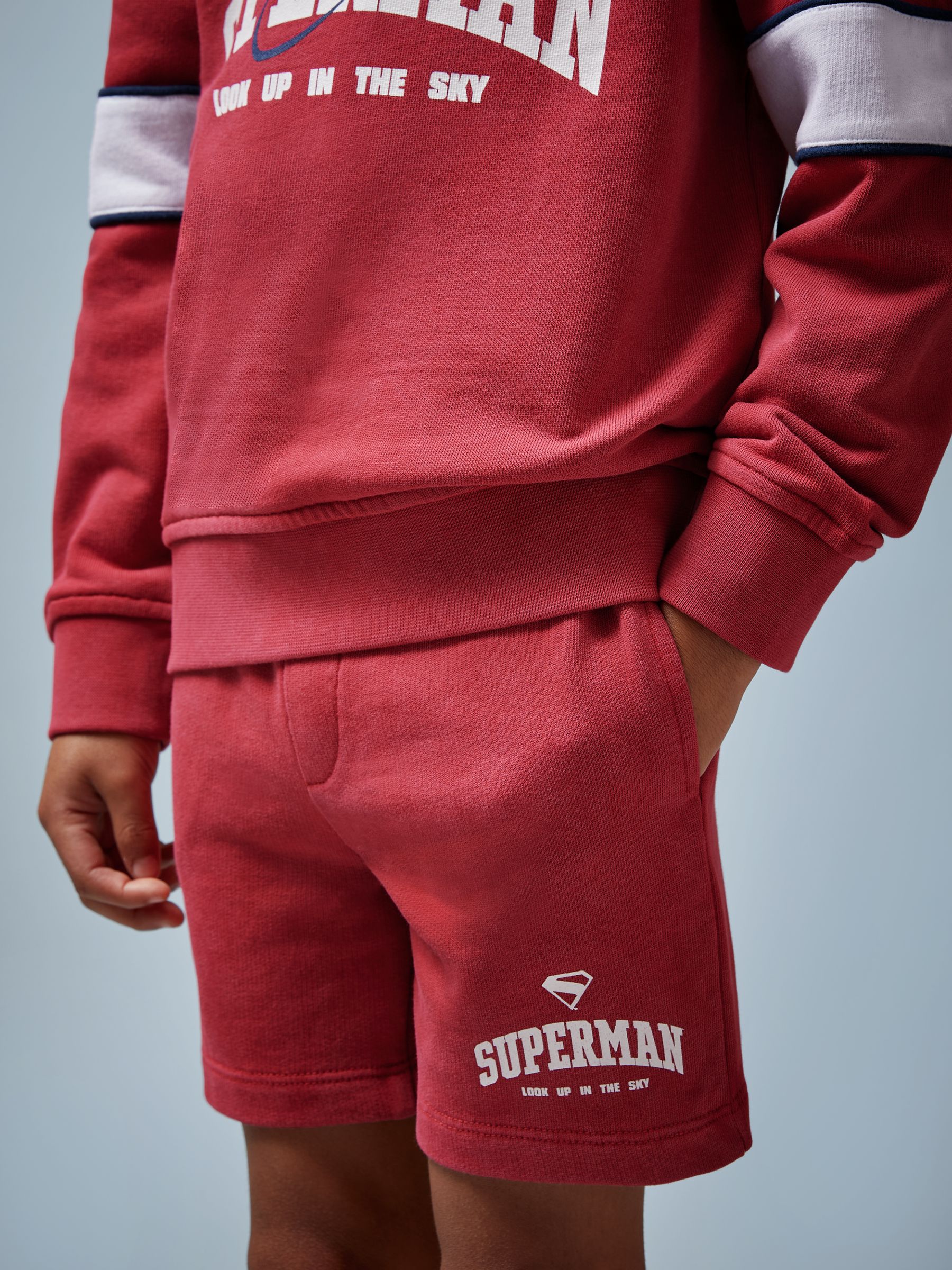 9-13 yrs Superman | Reiss Cotton Logo Shorts in Red