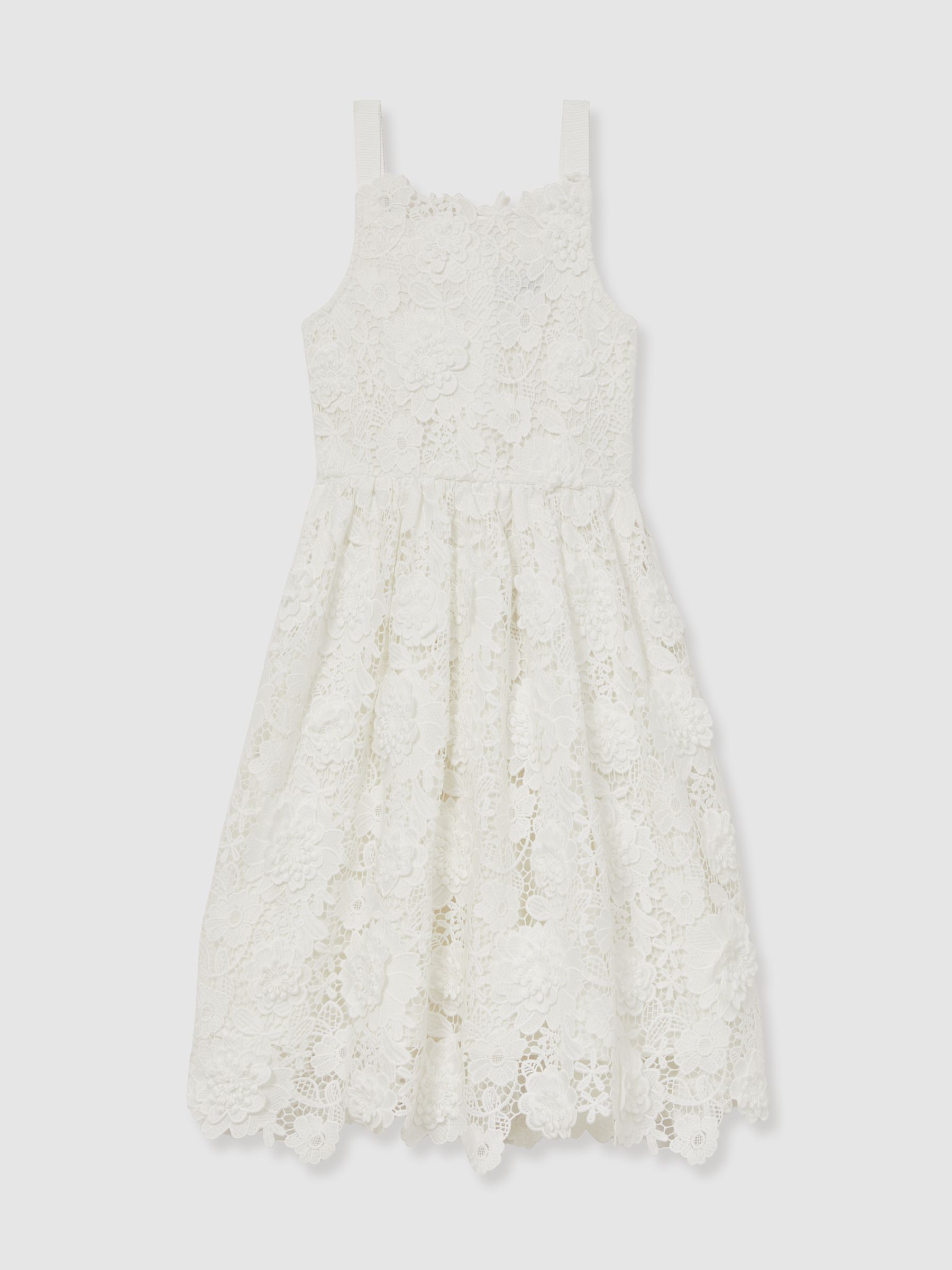 9-13 yrs Guipure-Lace Midi Dress in Ivory
