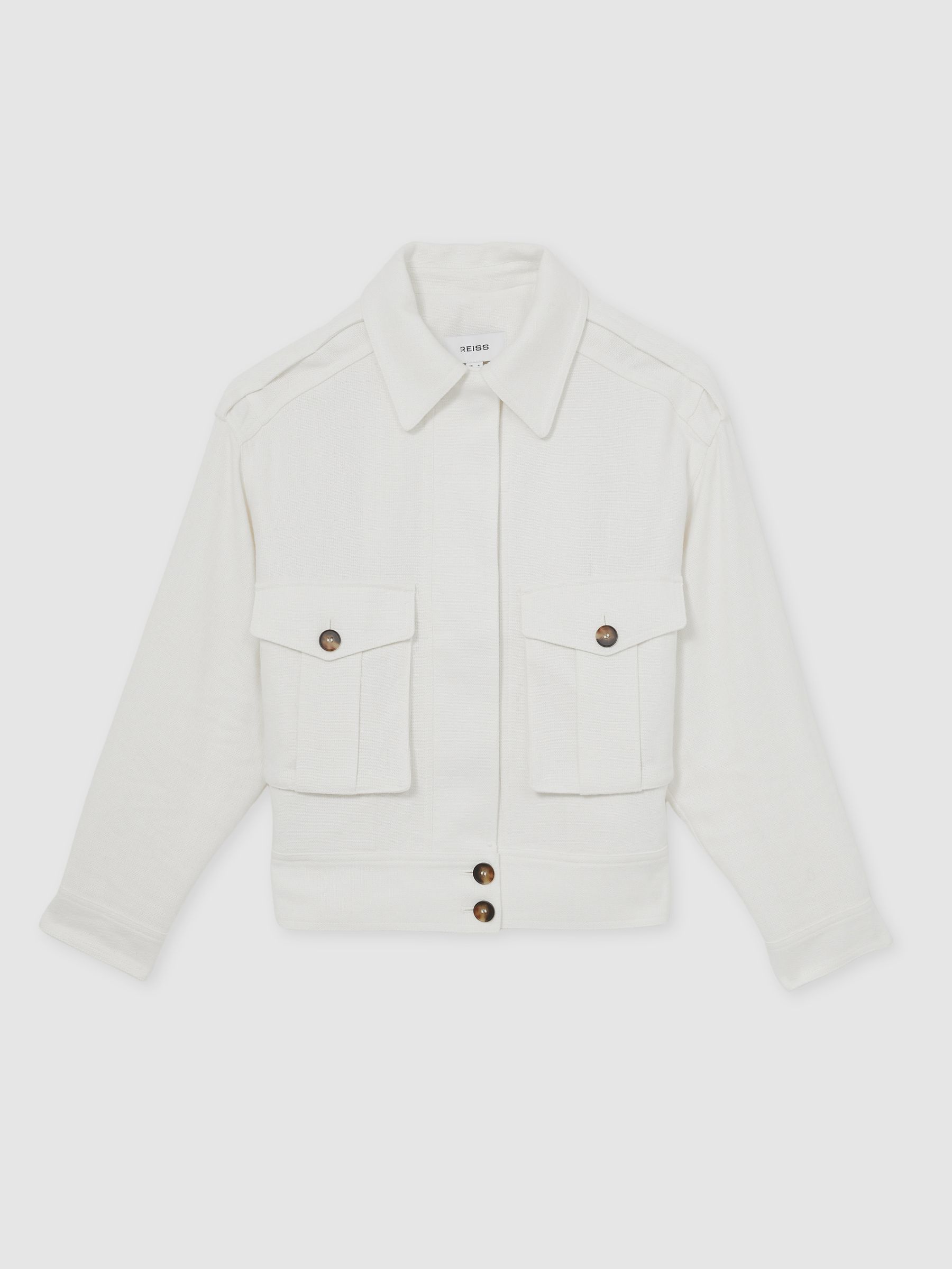 Linen-Blend Twin-Pocket Jacket in White
