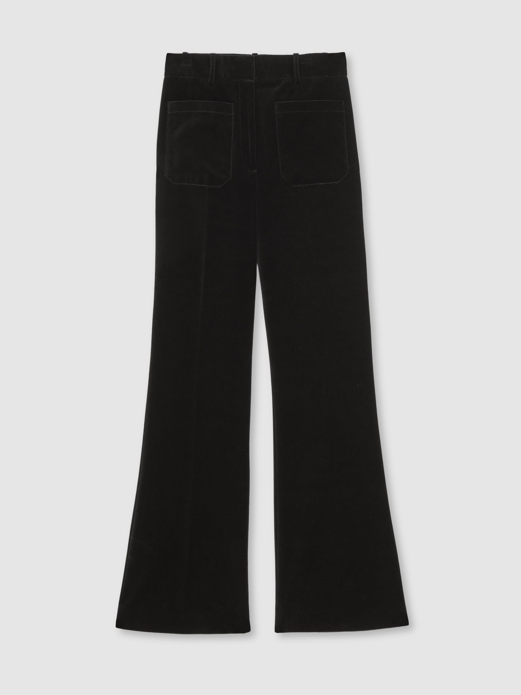Velvet Flared Trousers in Black