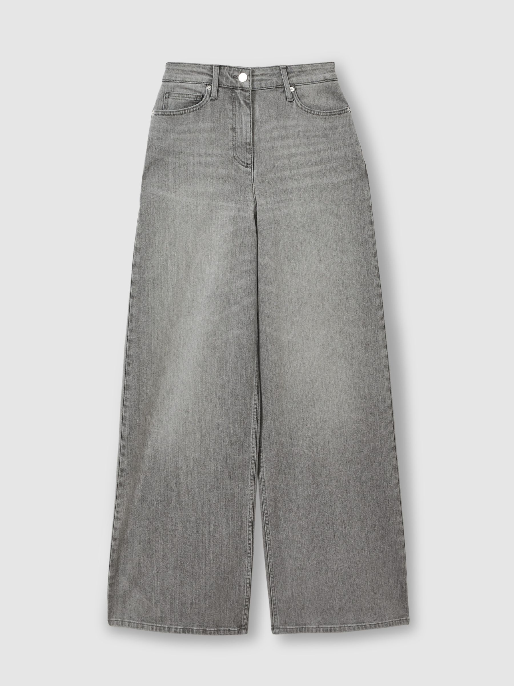 Wide Leg Jeans in Washed Grey