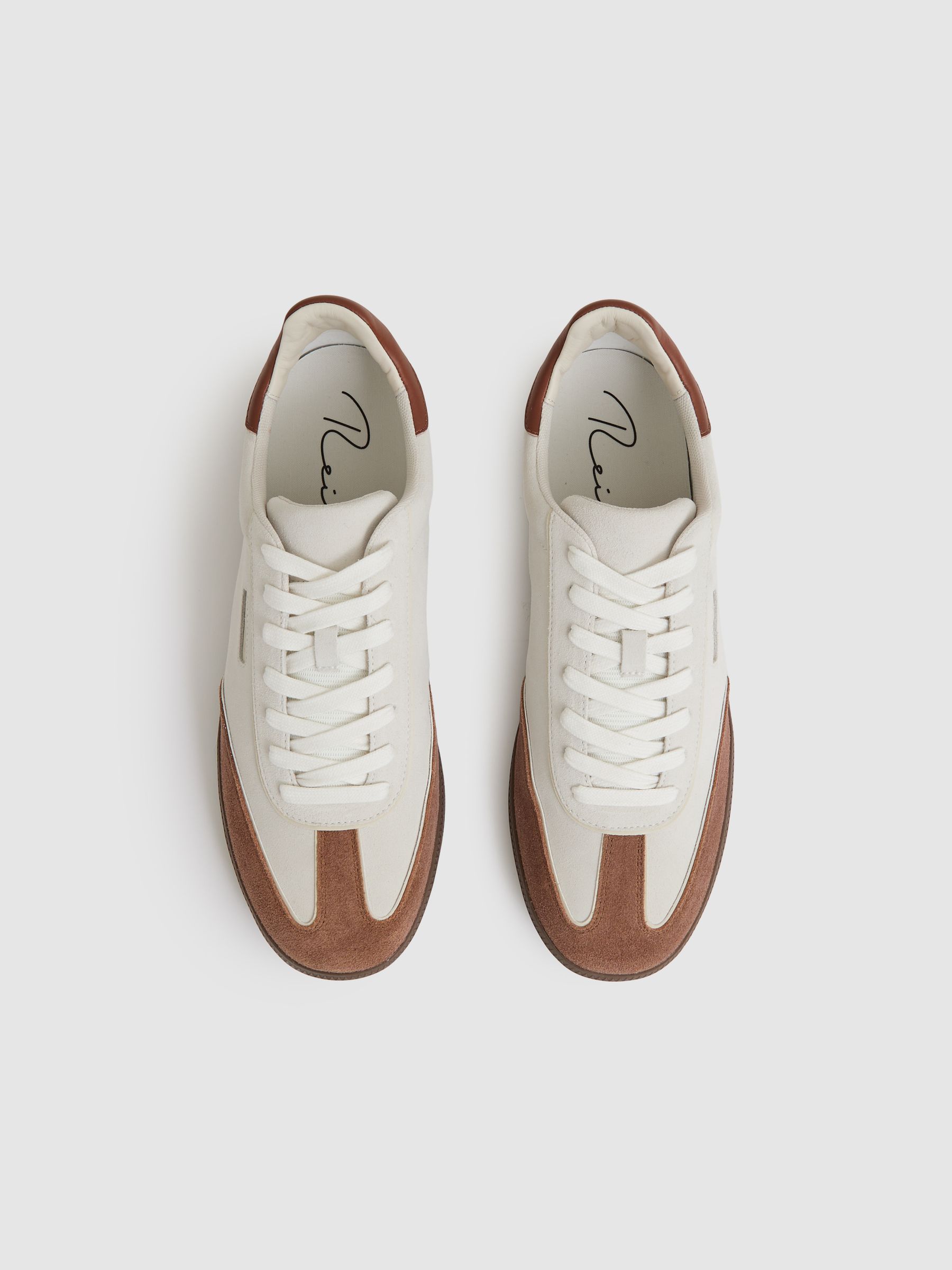 Suede Low-Top Trainers in Off White/Brown