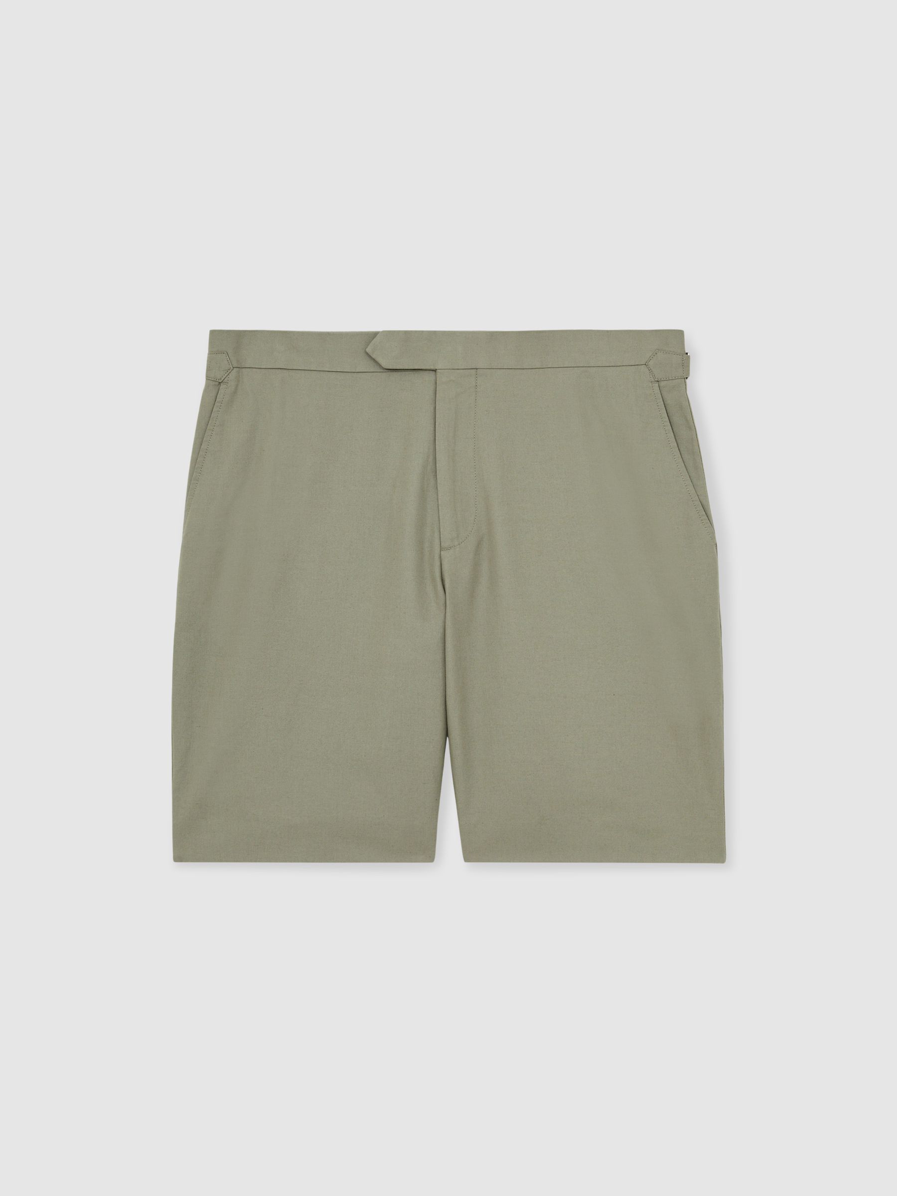 Cotton-Linen Tailored Shorts in Pistachio