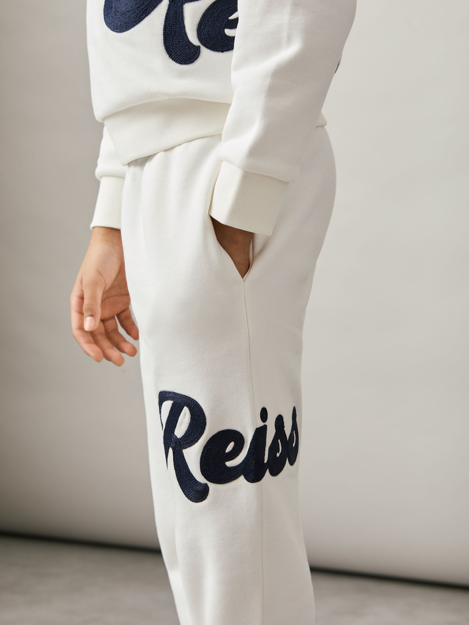 9-13 yrs Cotton-Blend Logo Script Joggers in White