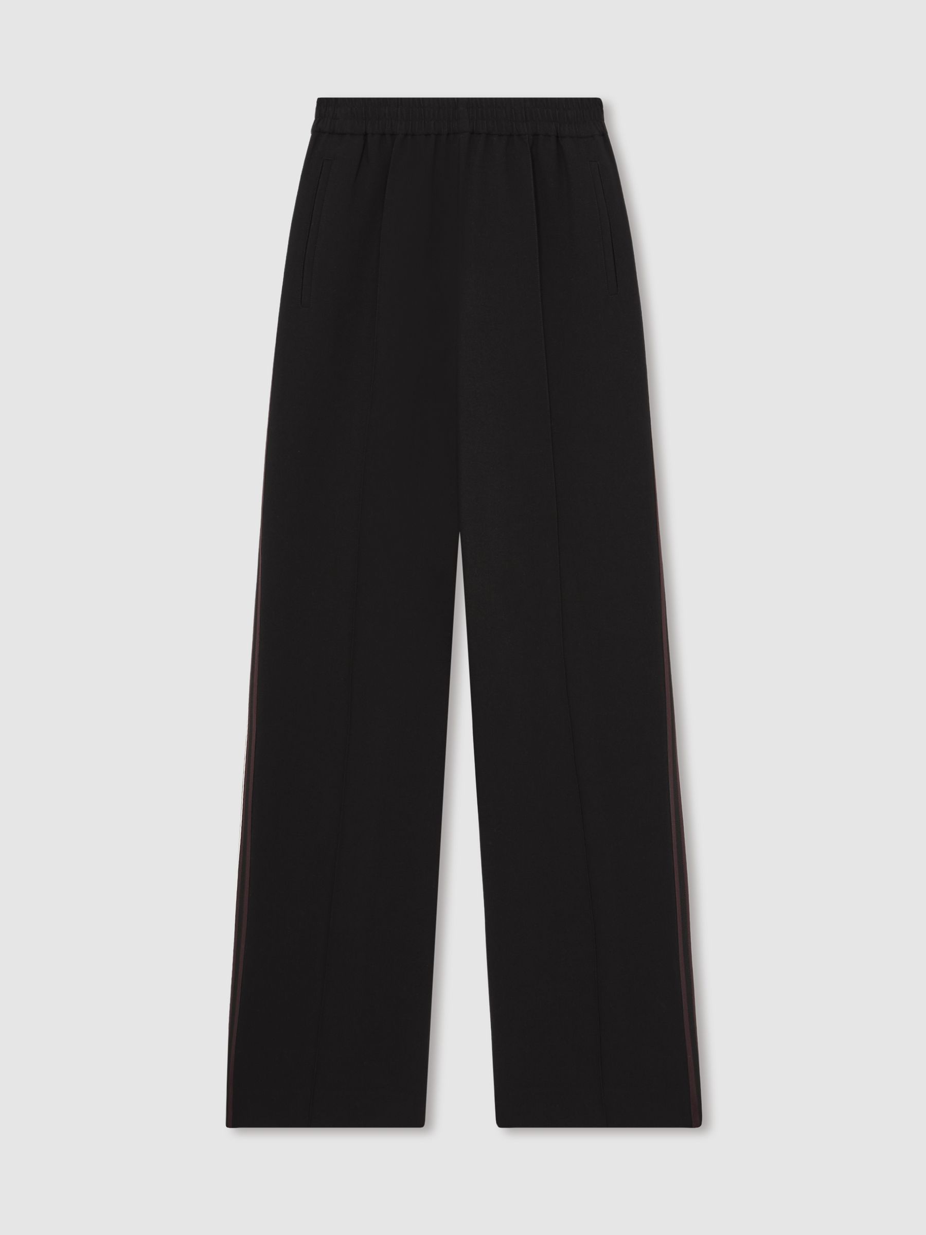Side-Stripe Wide-Leg Trousers in Black