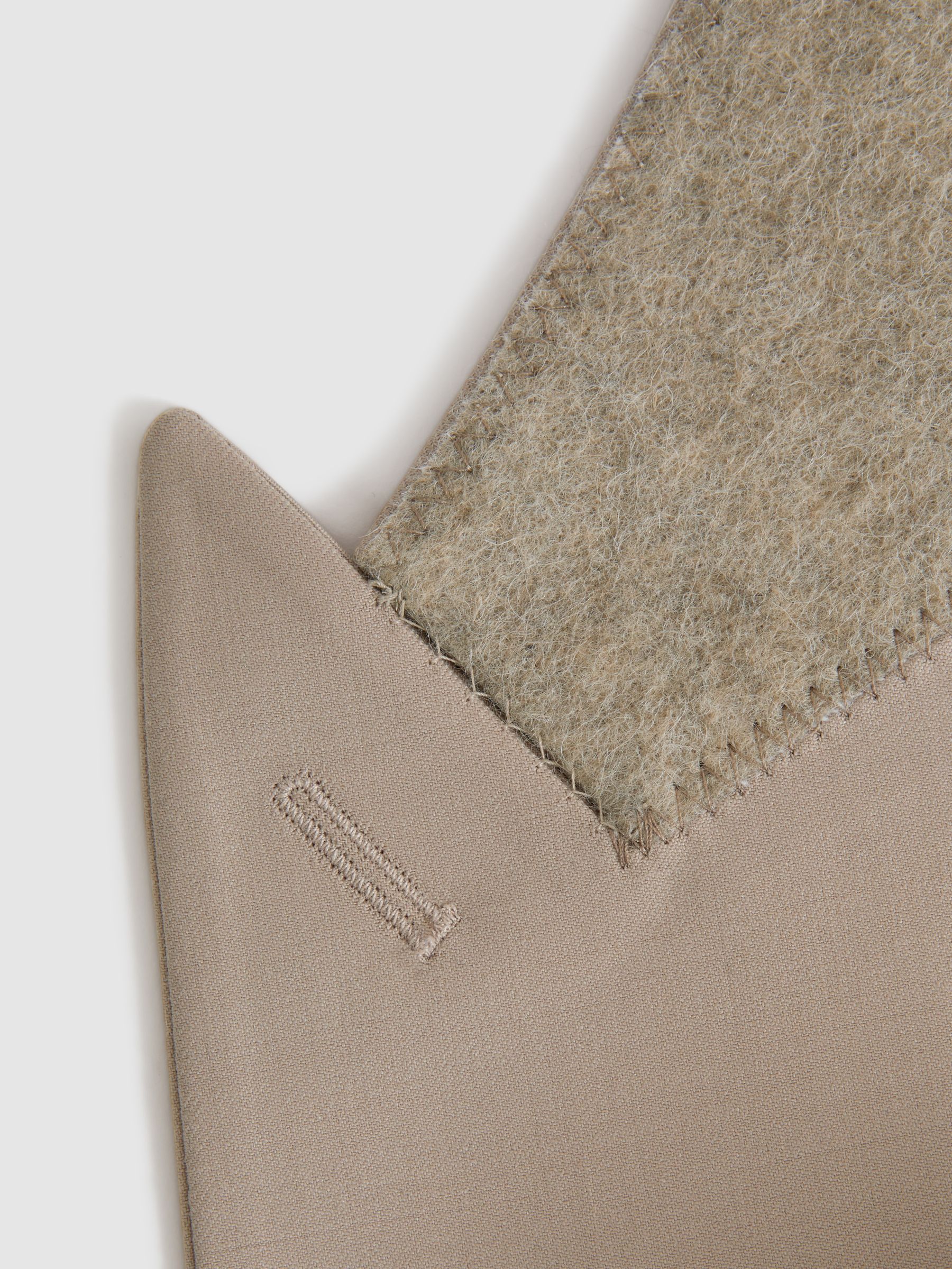 Slim Fit Wool Blend Single Breasted Blazer in Stone