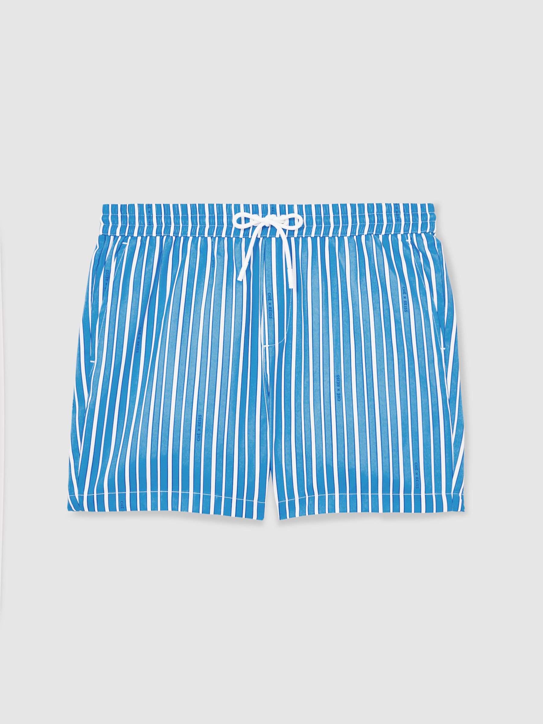 Reiss | Ché Stripe Swim Shorts in Blue/White