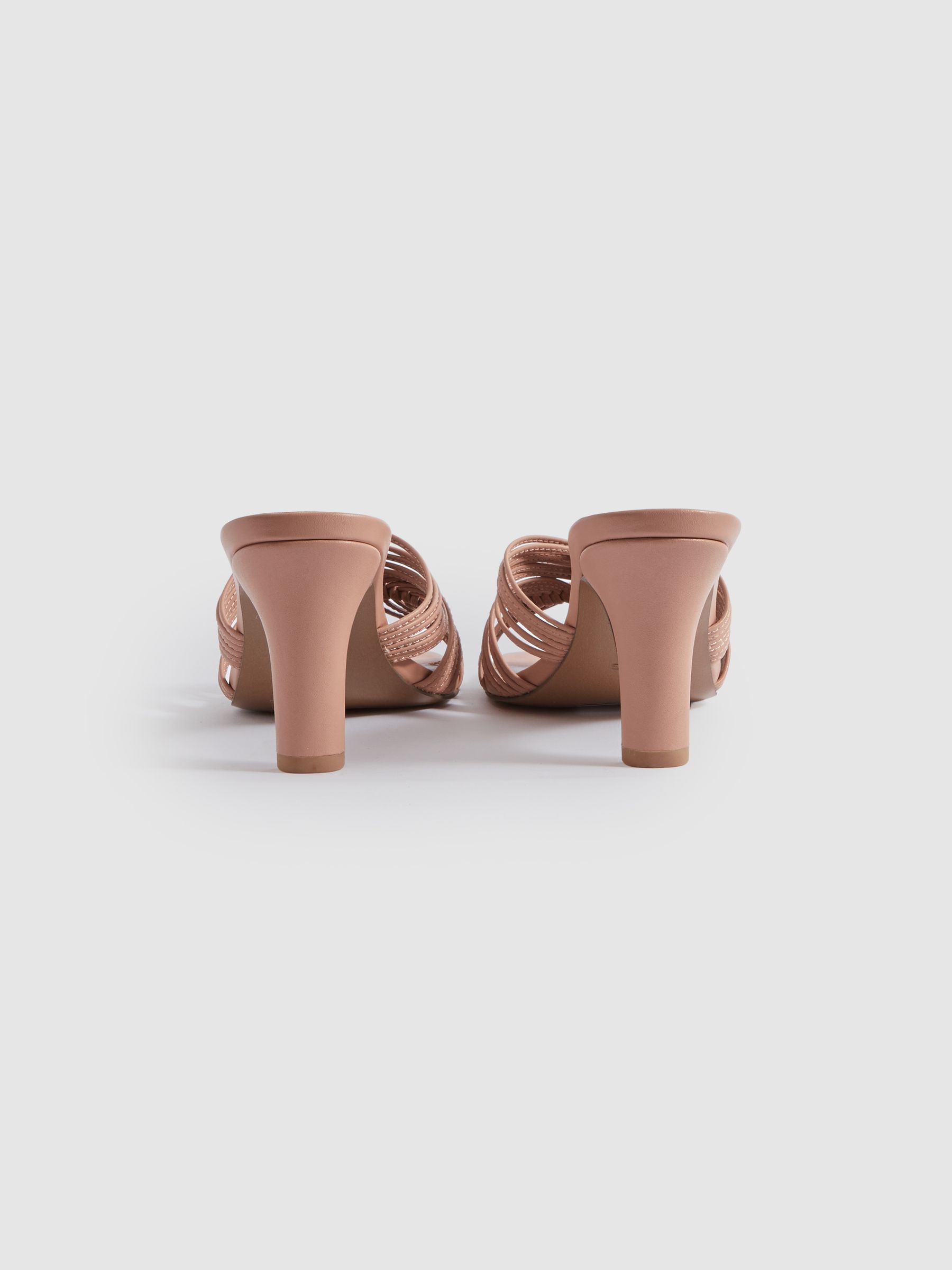 Leather Knot Detail Mules in Blush