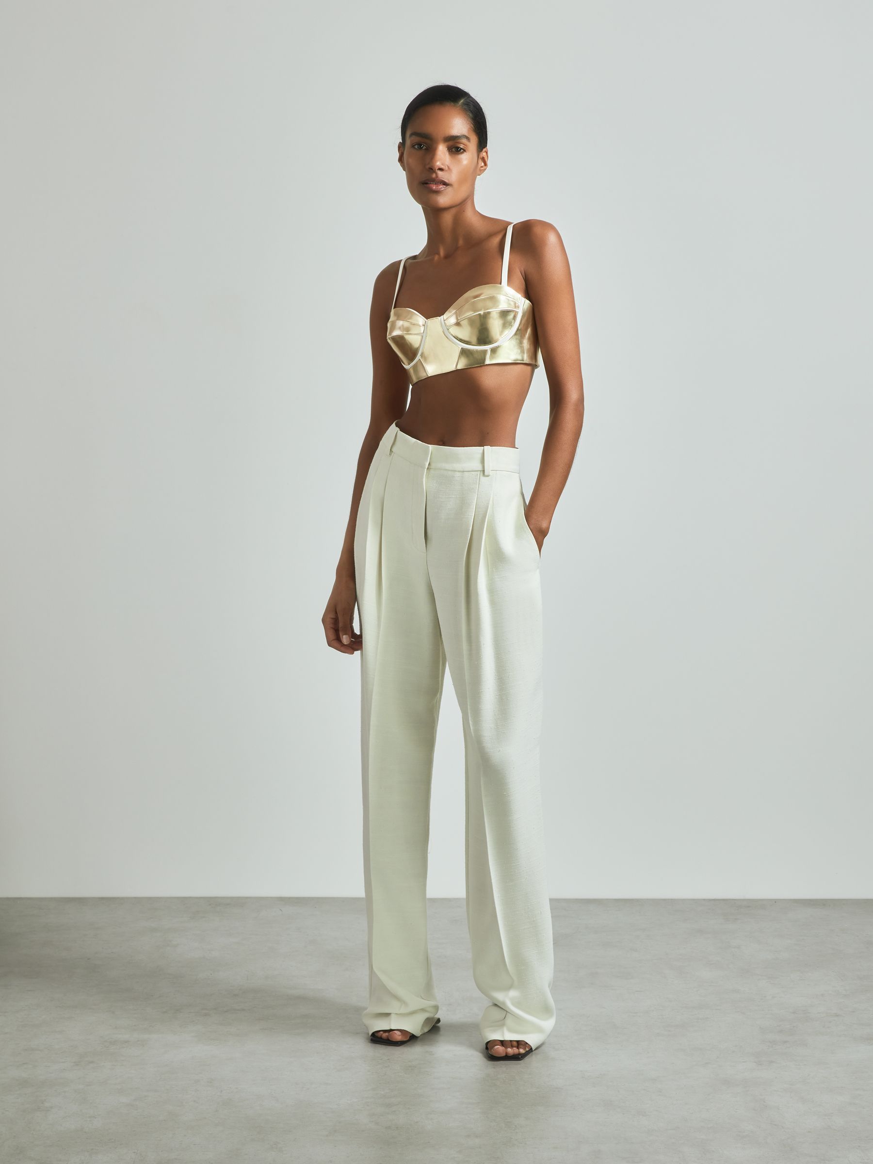 Atelier Metallic Bustier Top in Gold