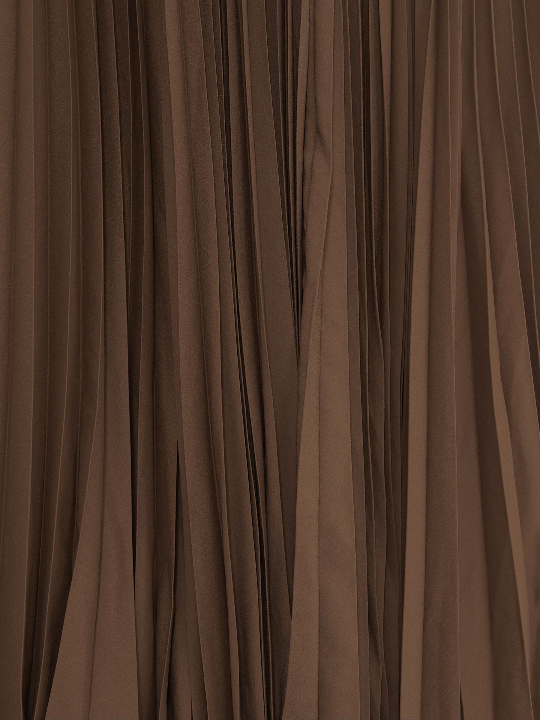 Acler Linen Blend Pleated Midi Brown Dress in Brown