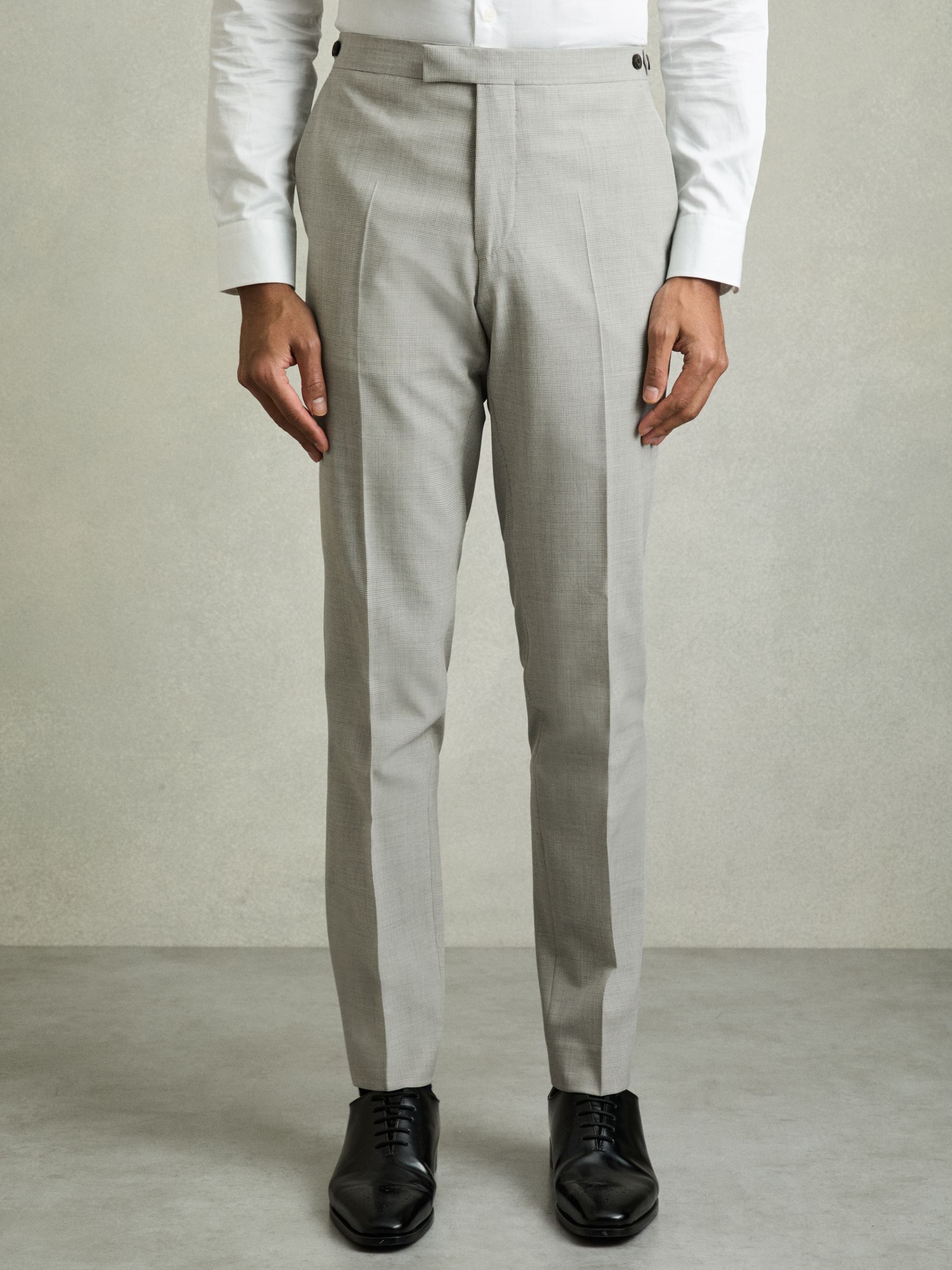 Puppytooth-Check Suit Trousers Slim-Fit in Grey