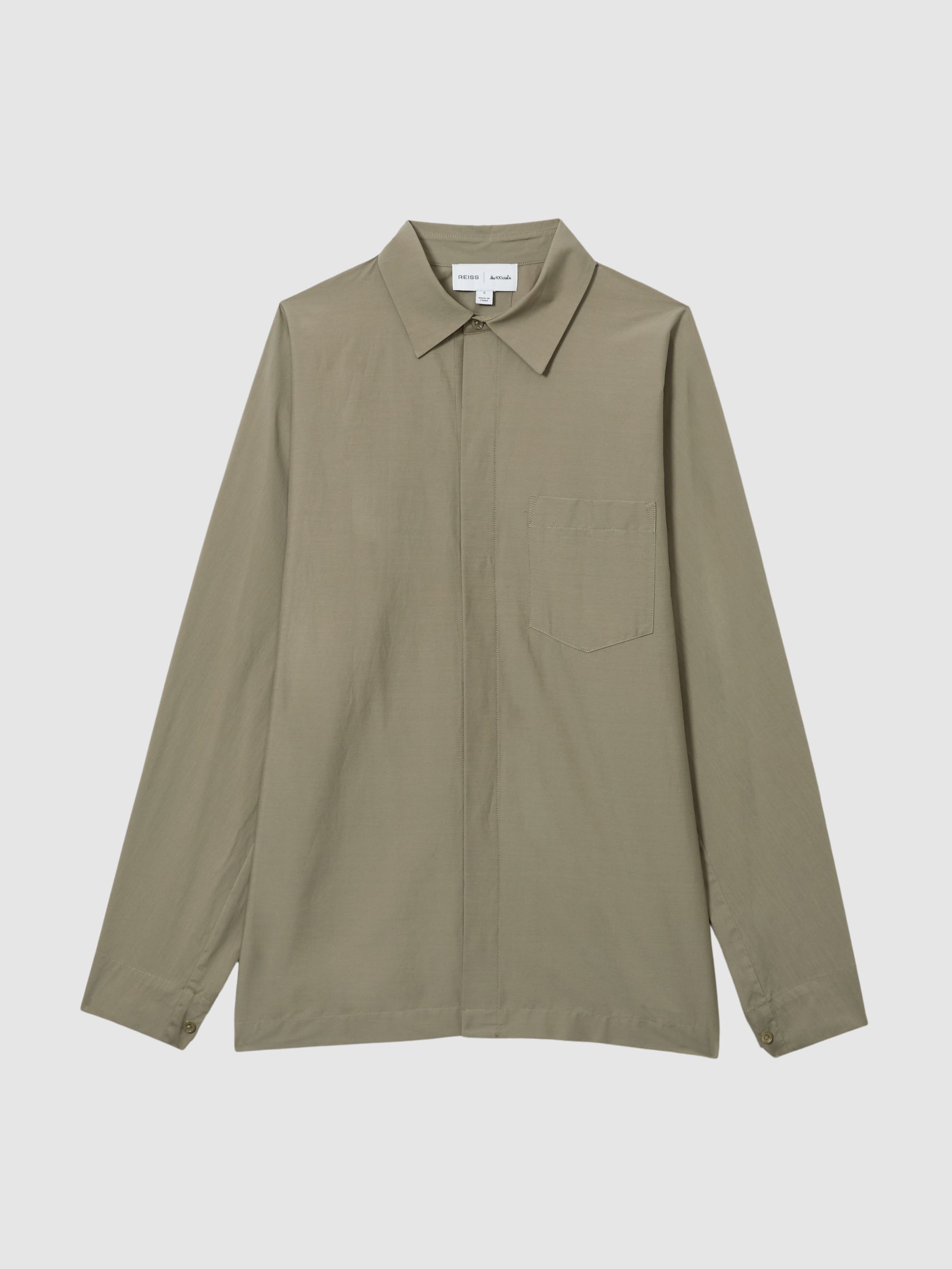 Reiss | Les 100 Ciels Cotton-Blend Poplin Shirt in Khaki