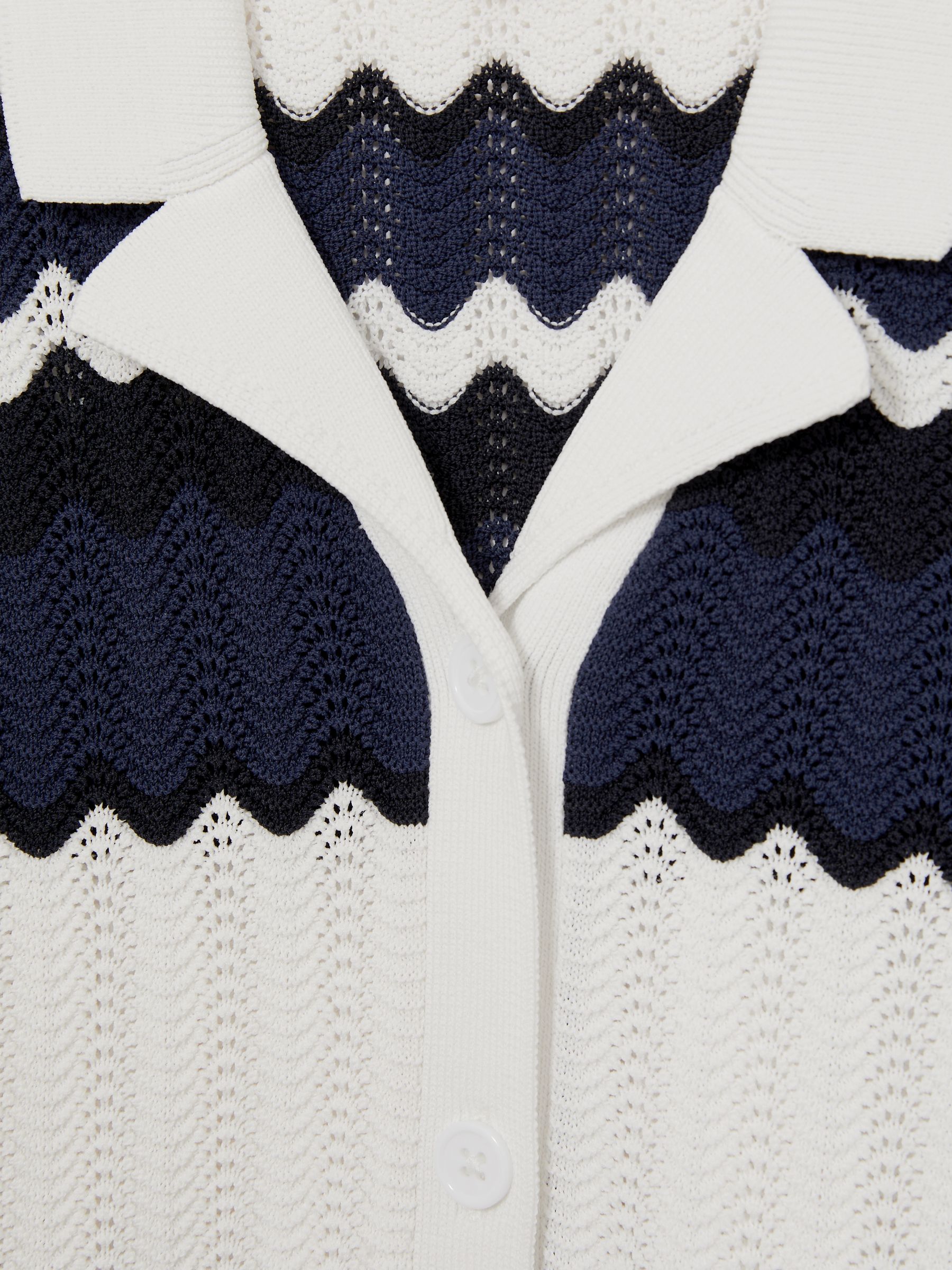 4-9 yrs Zig-Zag Pointelle-Knit Top in Navy