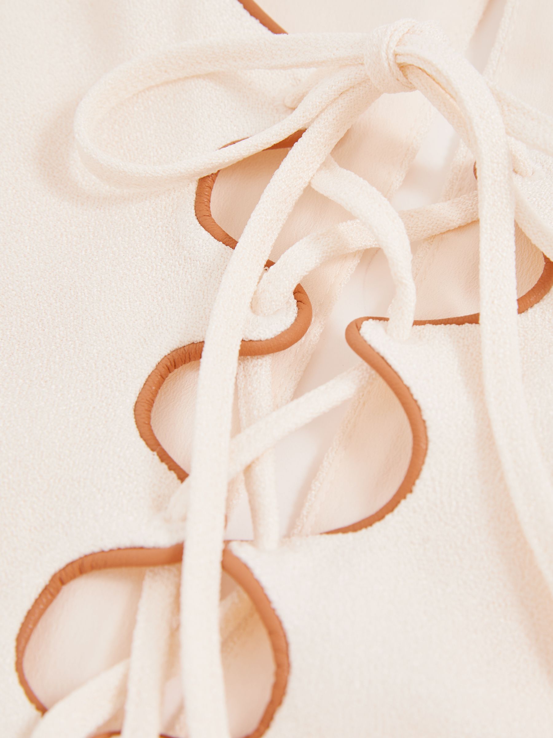 Atelier Satin-Crepe Cut-Out Top in Cream