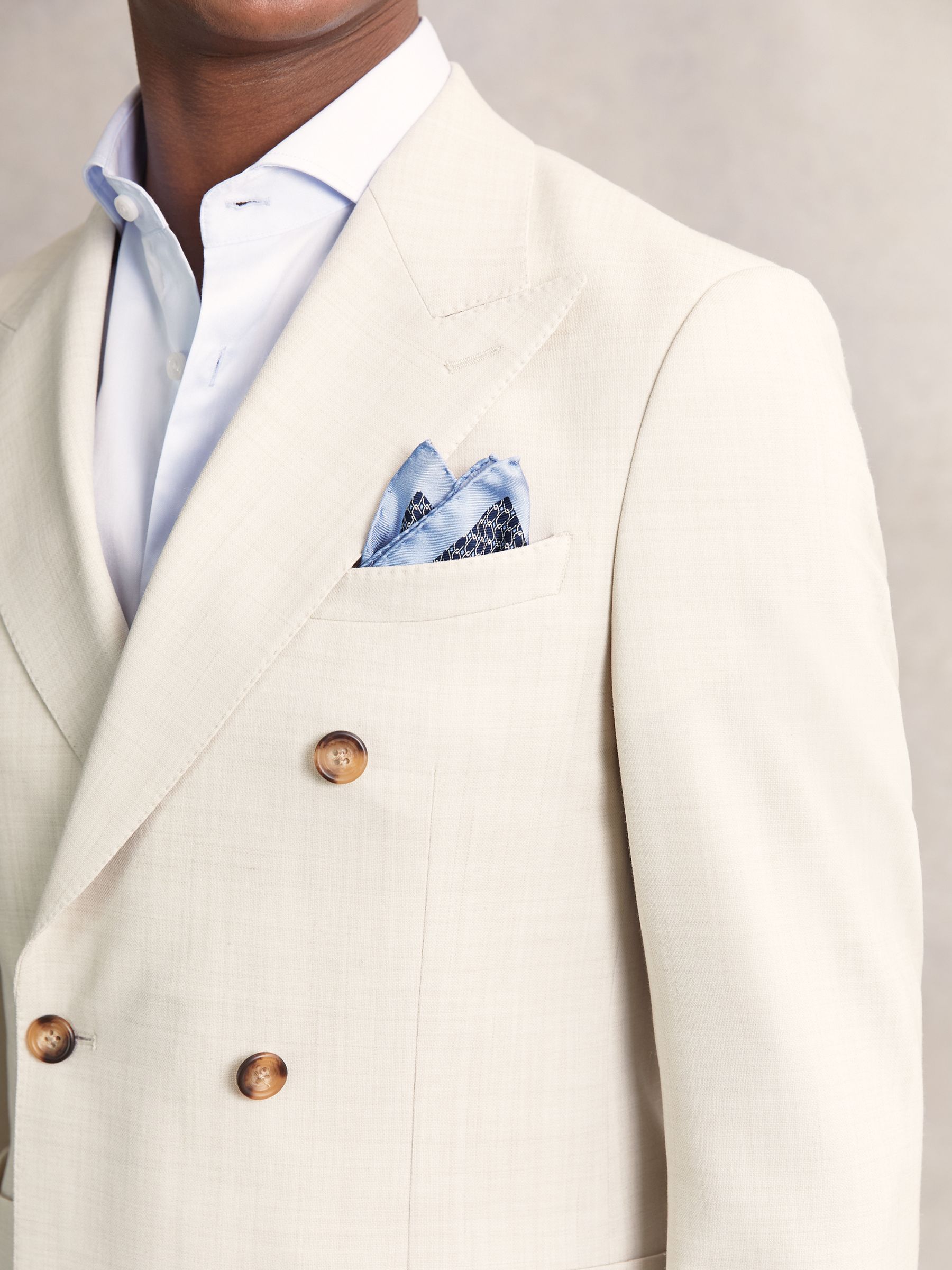 Geo Chain Detail Pocket Square in Navy