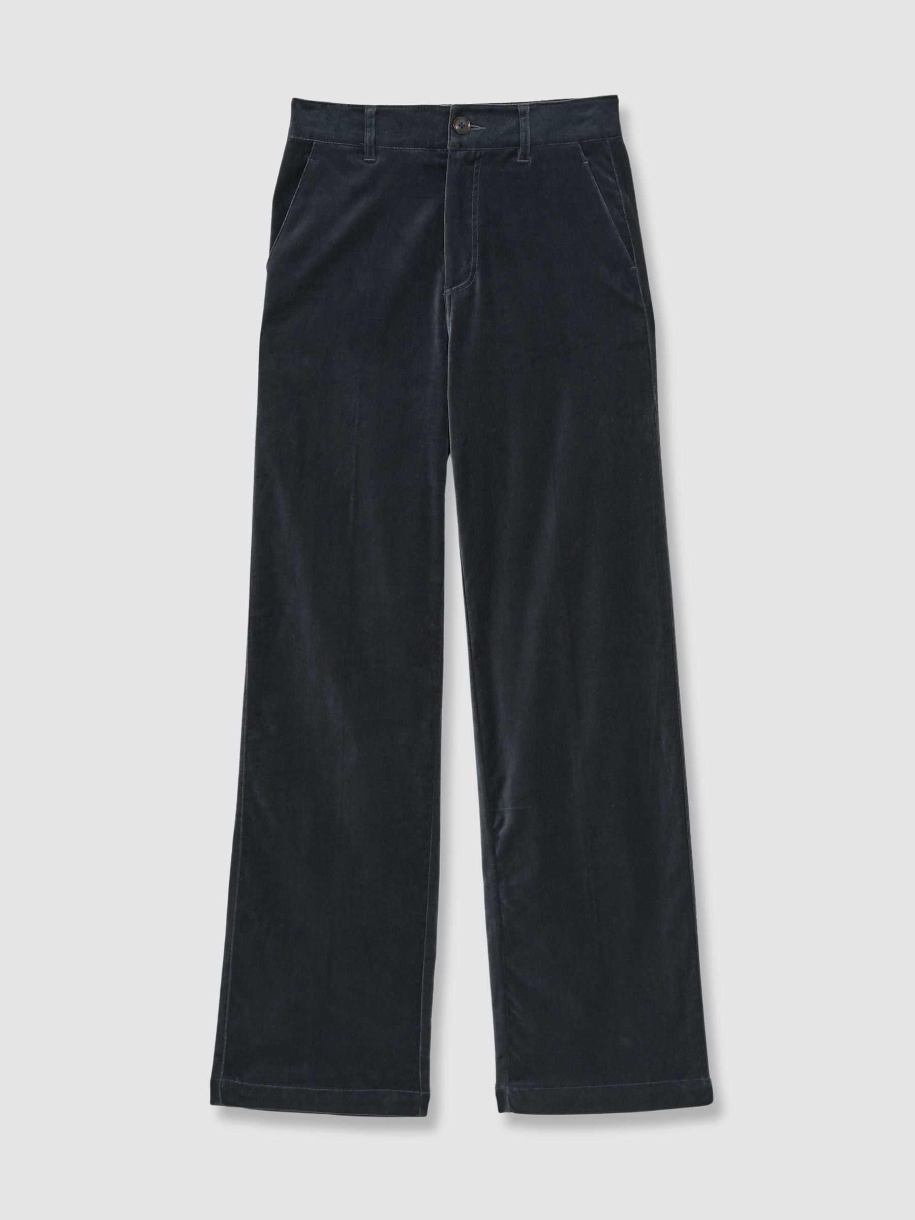 Paige Velvet Wide-Leg Trousers in Calico Blue