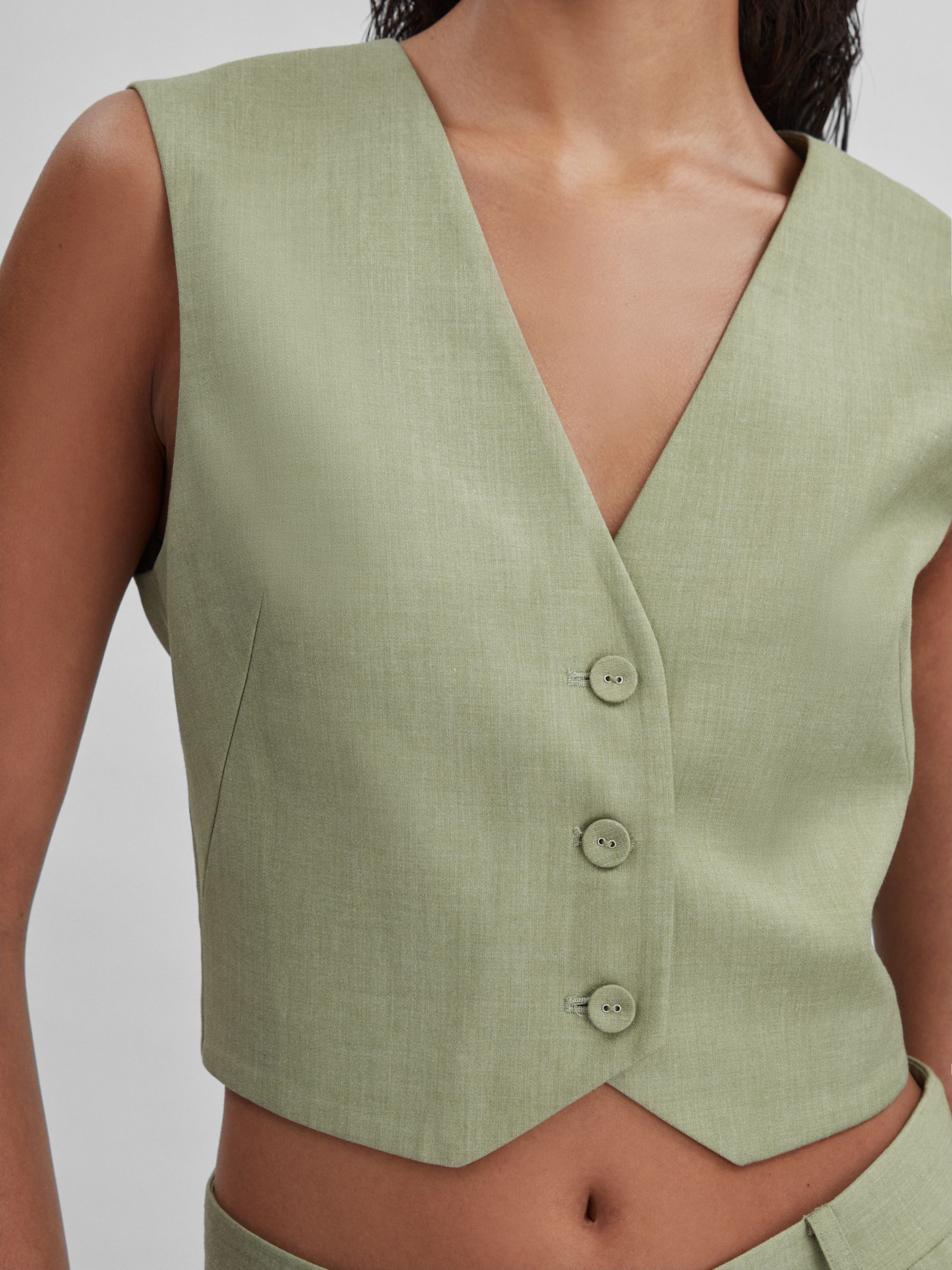 Significant Other Adjustable Single-Breasted Waistcoat in Sage