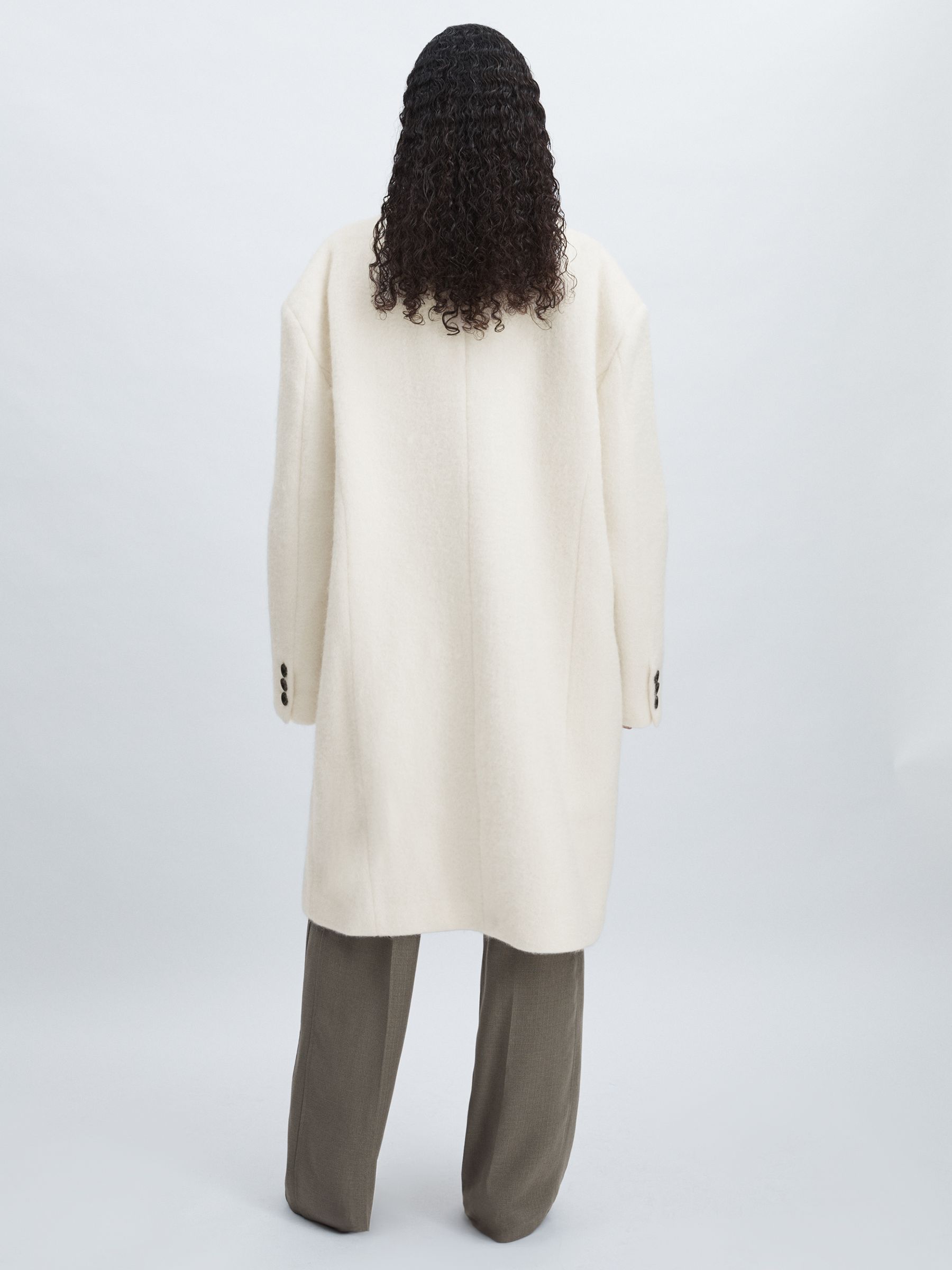 Meotine Double-Breasted Coat With Mohair in Cream