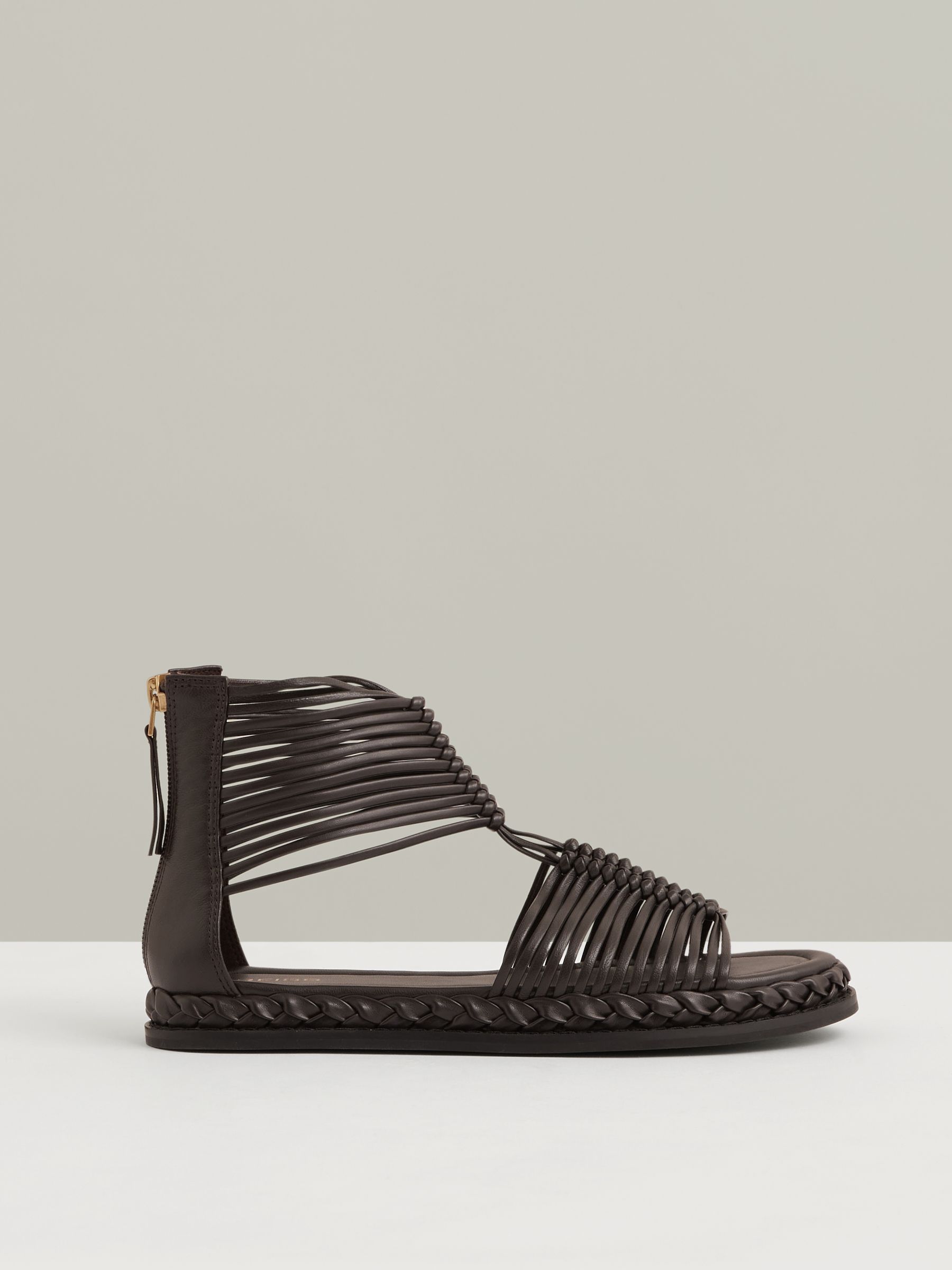 Leather Gladiator Sandals in Chocolate