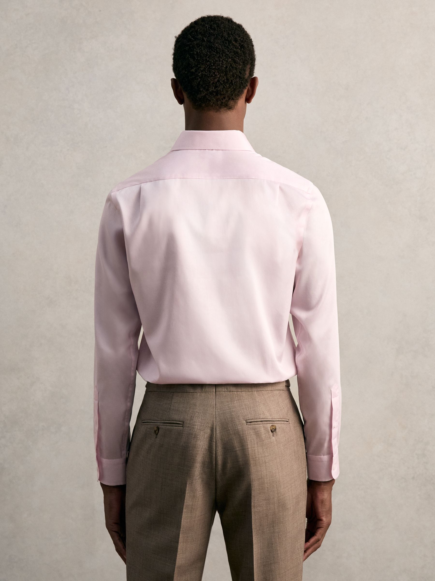 Regular Fit Cotton Sateen Shirt in Pink