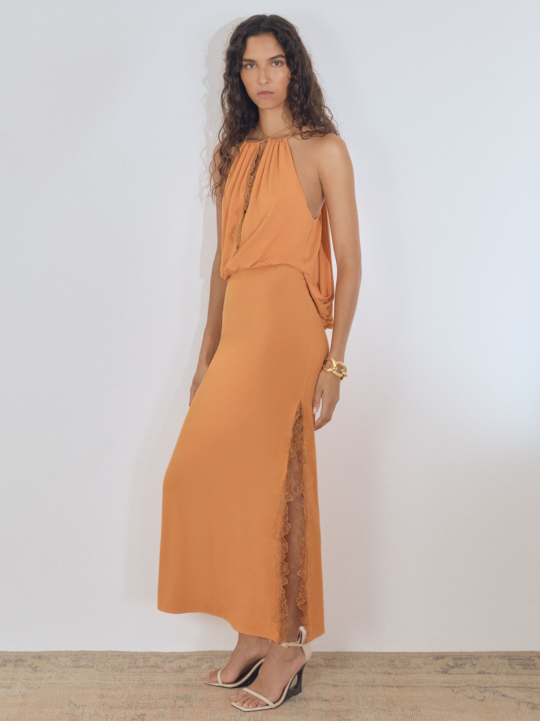 Atelier Drape Jersey Maxi Dress in Orange