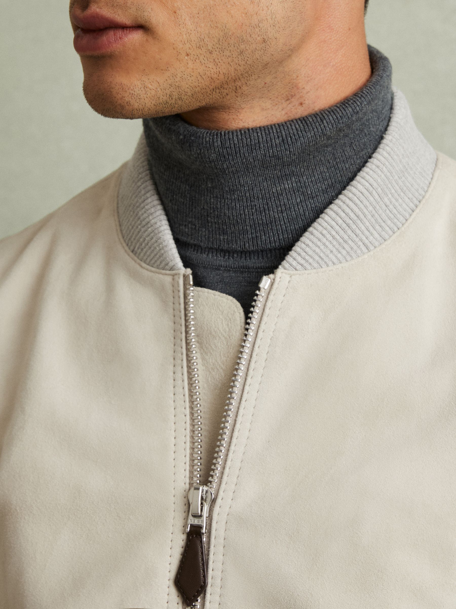 Diego Off White Suede Bomber Jacket