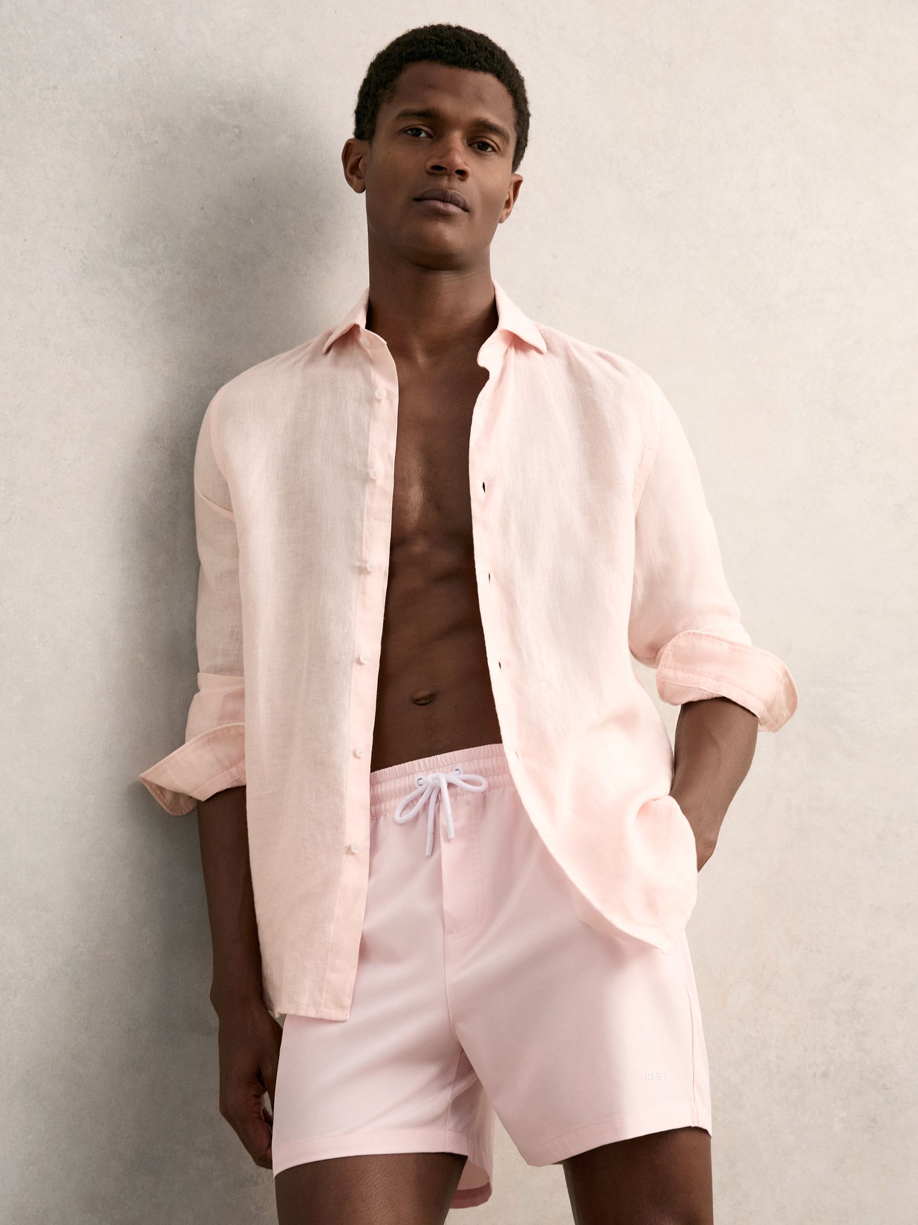 Logo Print Swim Shorts in Pink