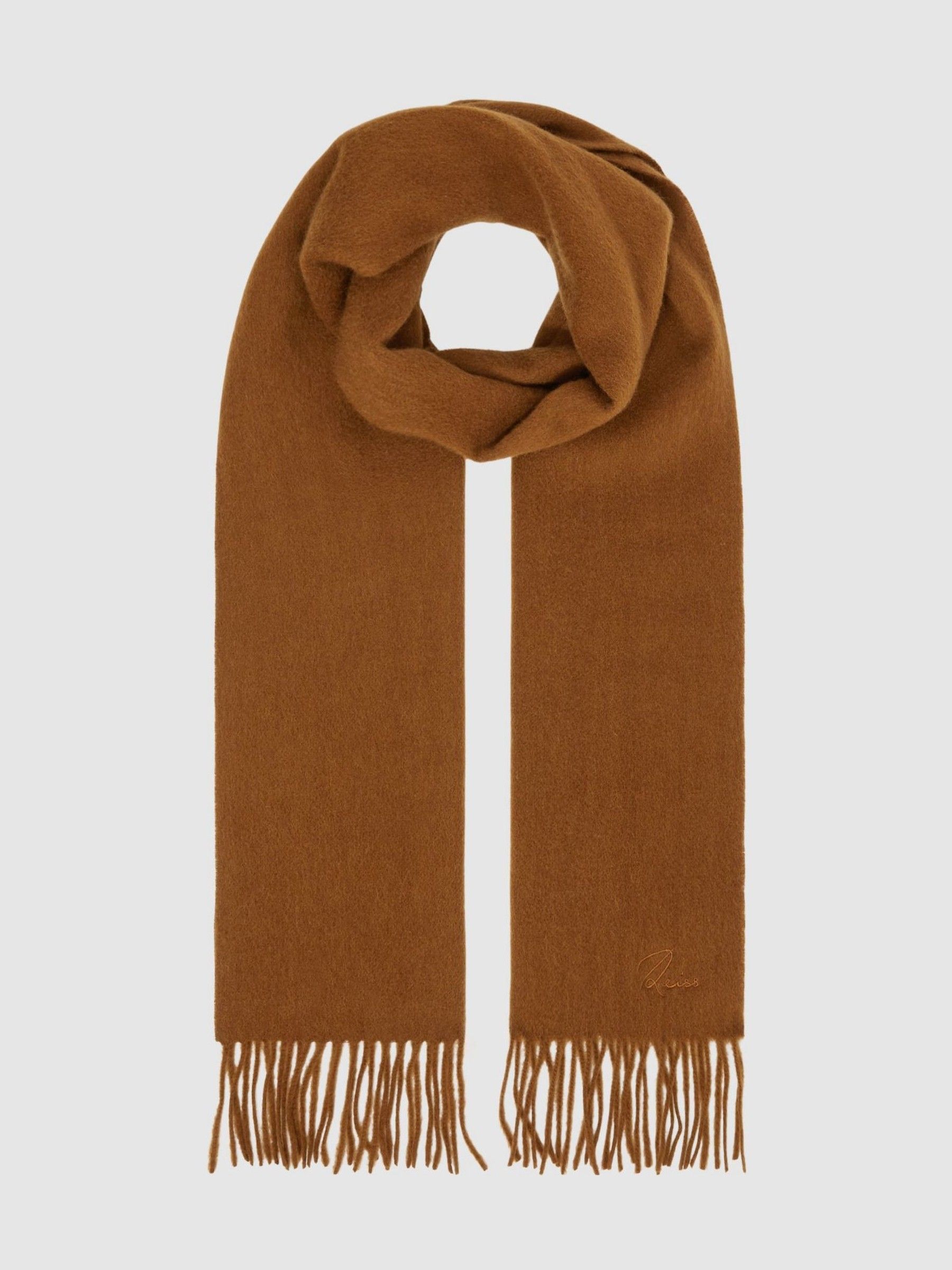 Wool and Cashmere Scarf in Tobacco