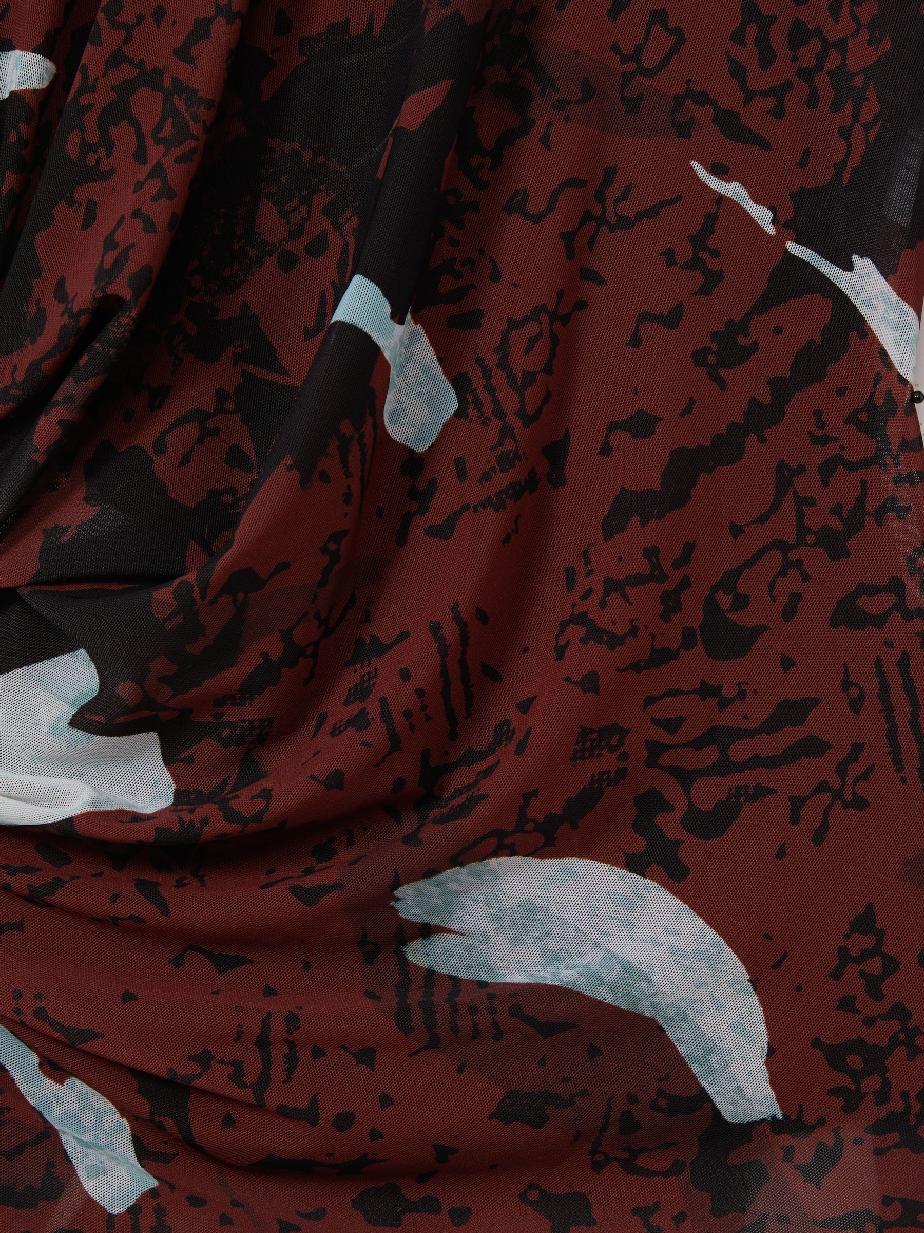 Printed Ruched Top in Burgundy