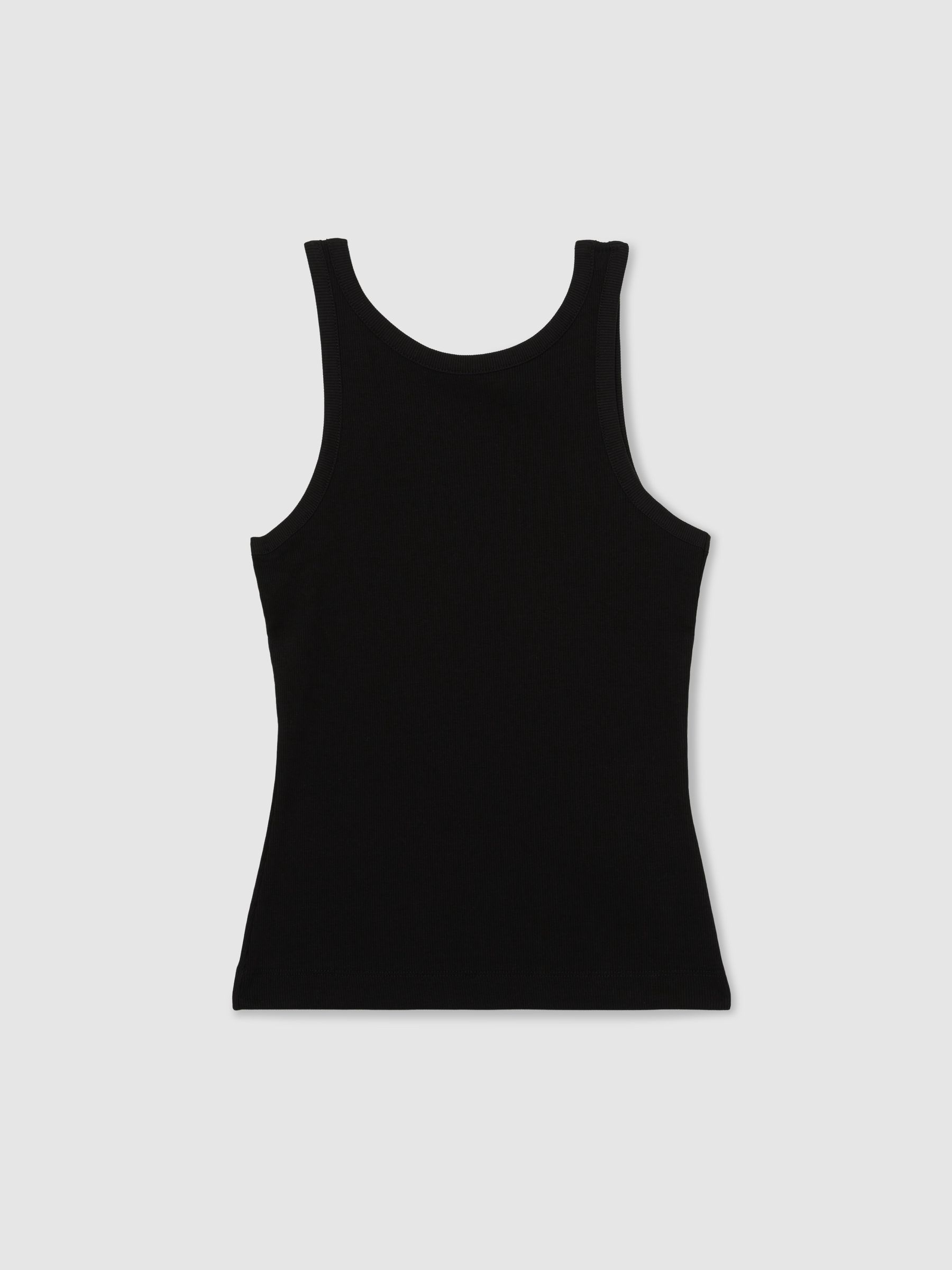 Stretch-Cotton Low-Back Vest in Black