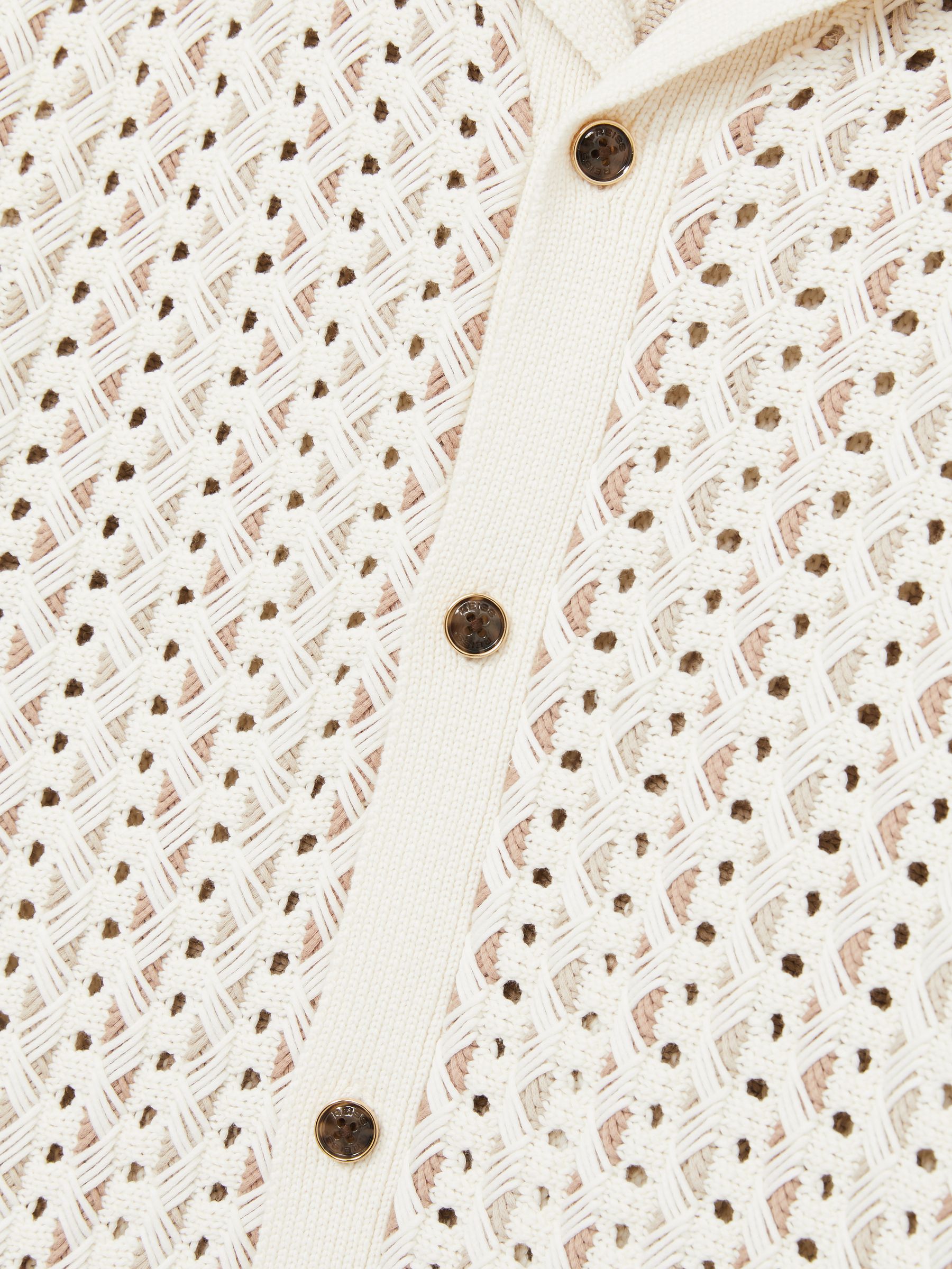 Textured-Knit Cuban-Collar Shirt in Natural