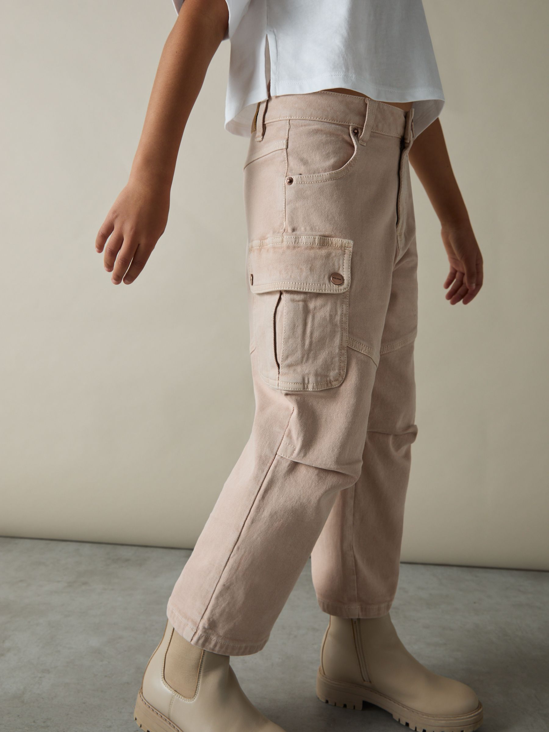 9-13 yrs Straight-Leg Patch Pocket Jeans in Camel
