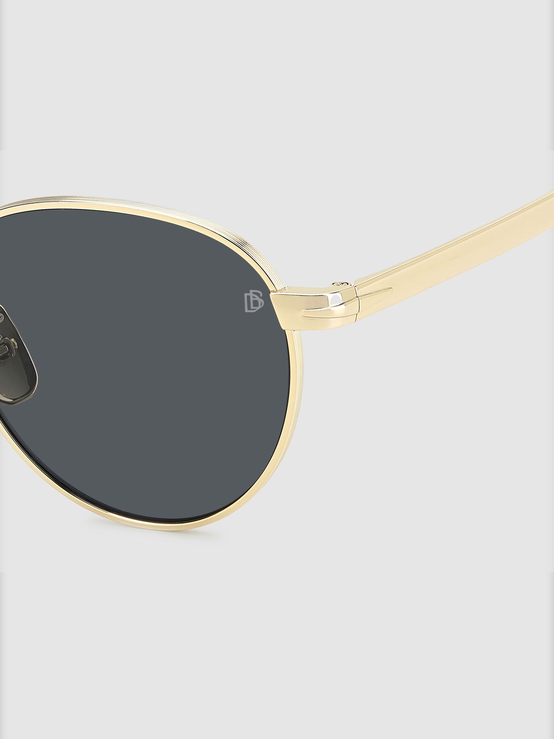 Eyewear by David Beckham Round Trim Sunglasses in Gold/Black