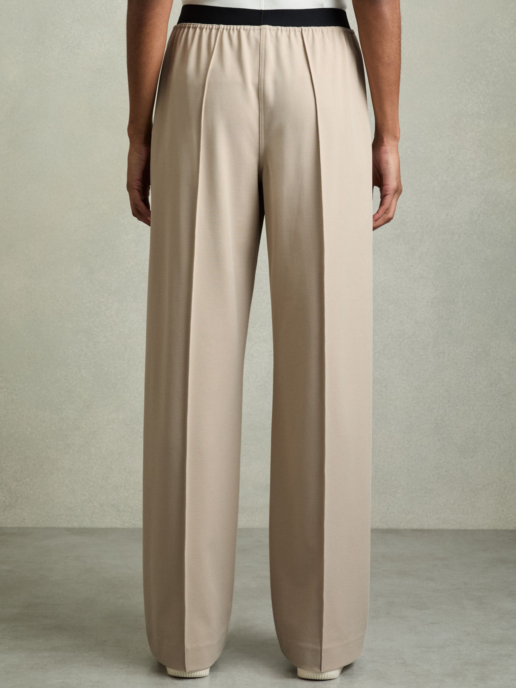 Petite Wide-Leg Elasticated-Waistband Trousers in Neutral
