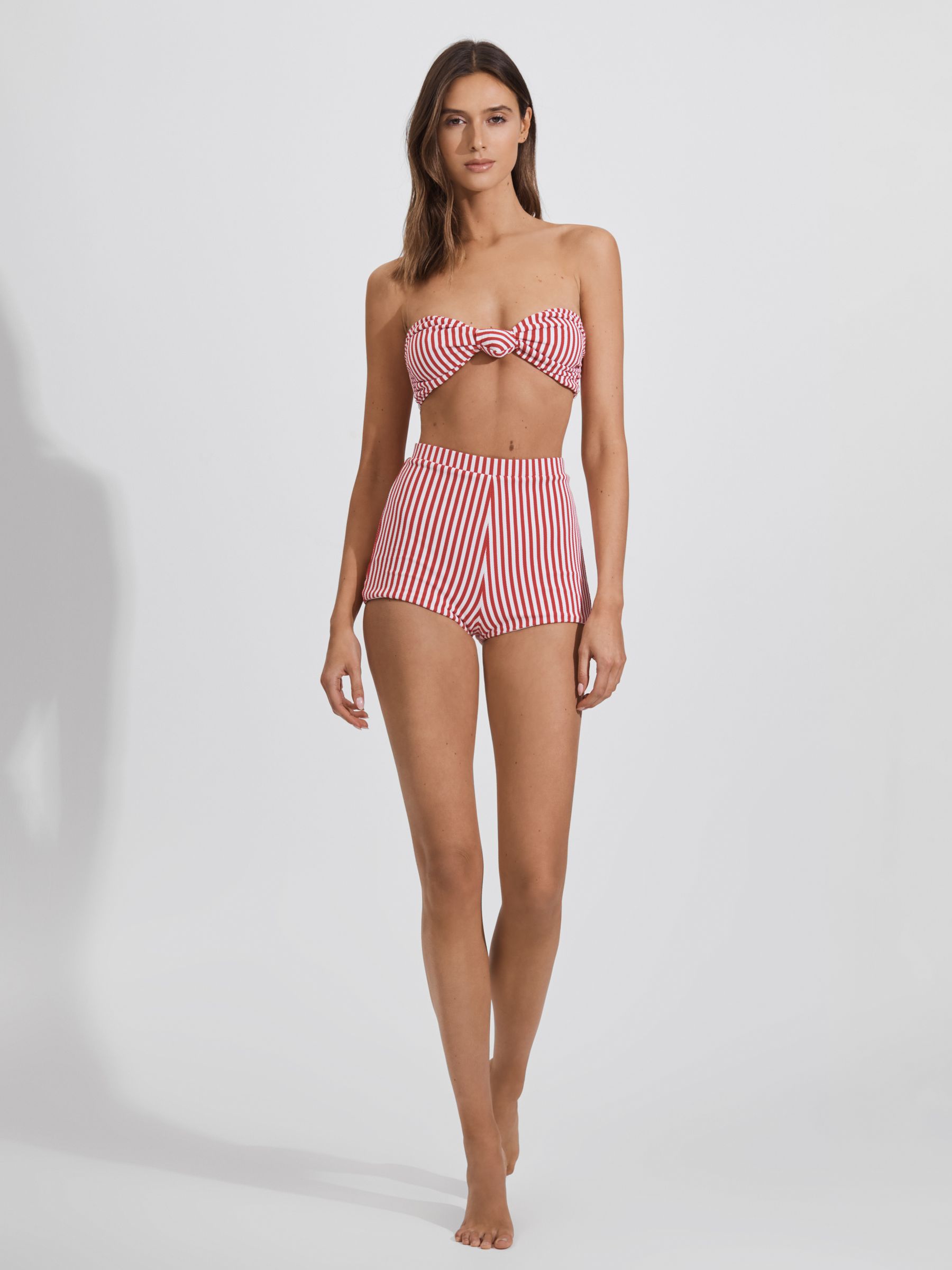 FELLA Bandeau Knot Bikini Top in Red Stripe