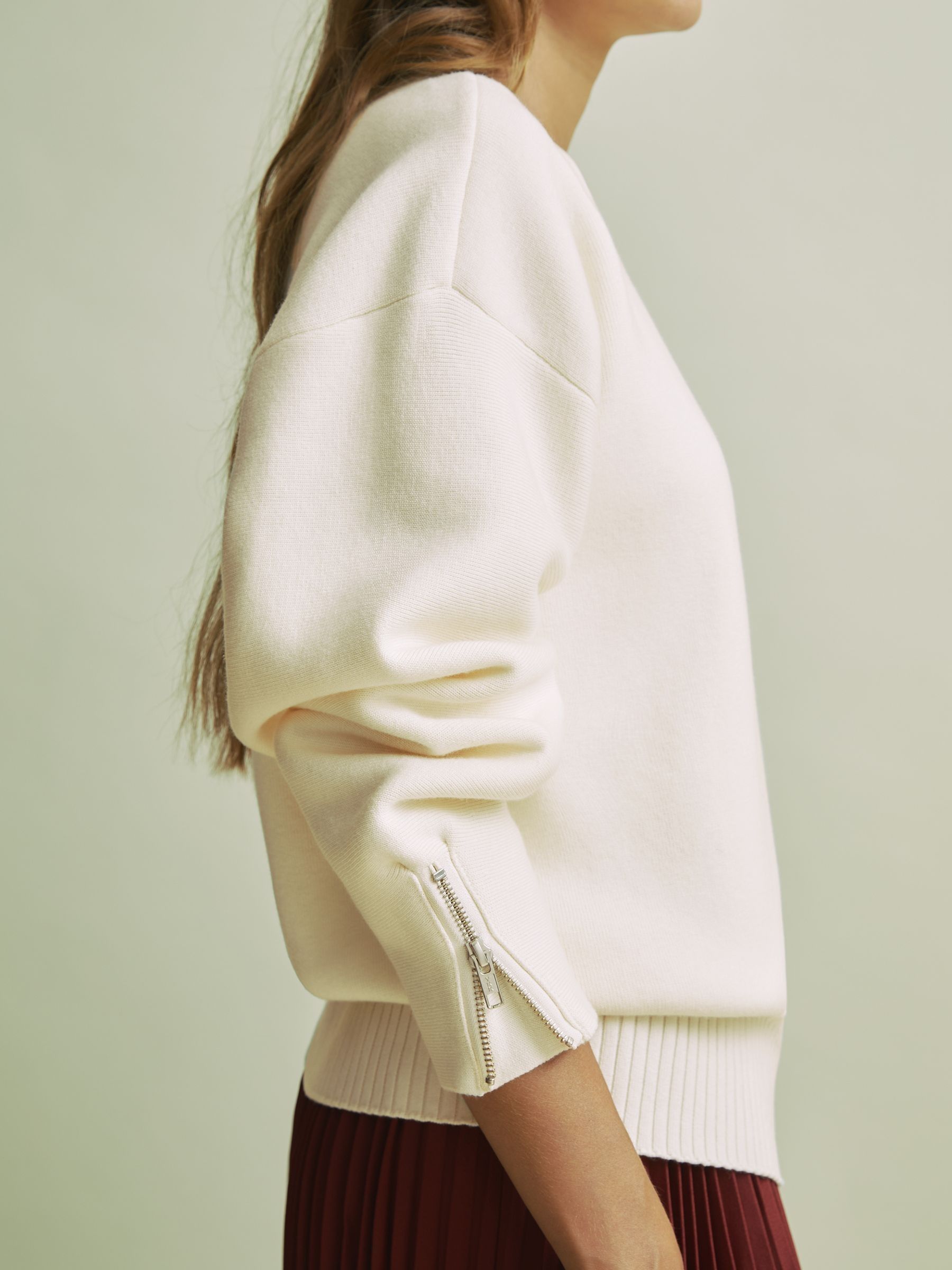Florere Wool Blend Boxy Blouson Sleeve Jumper in Vanilla