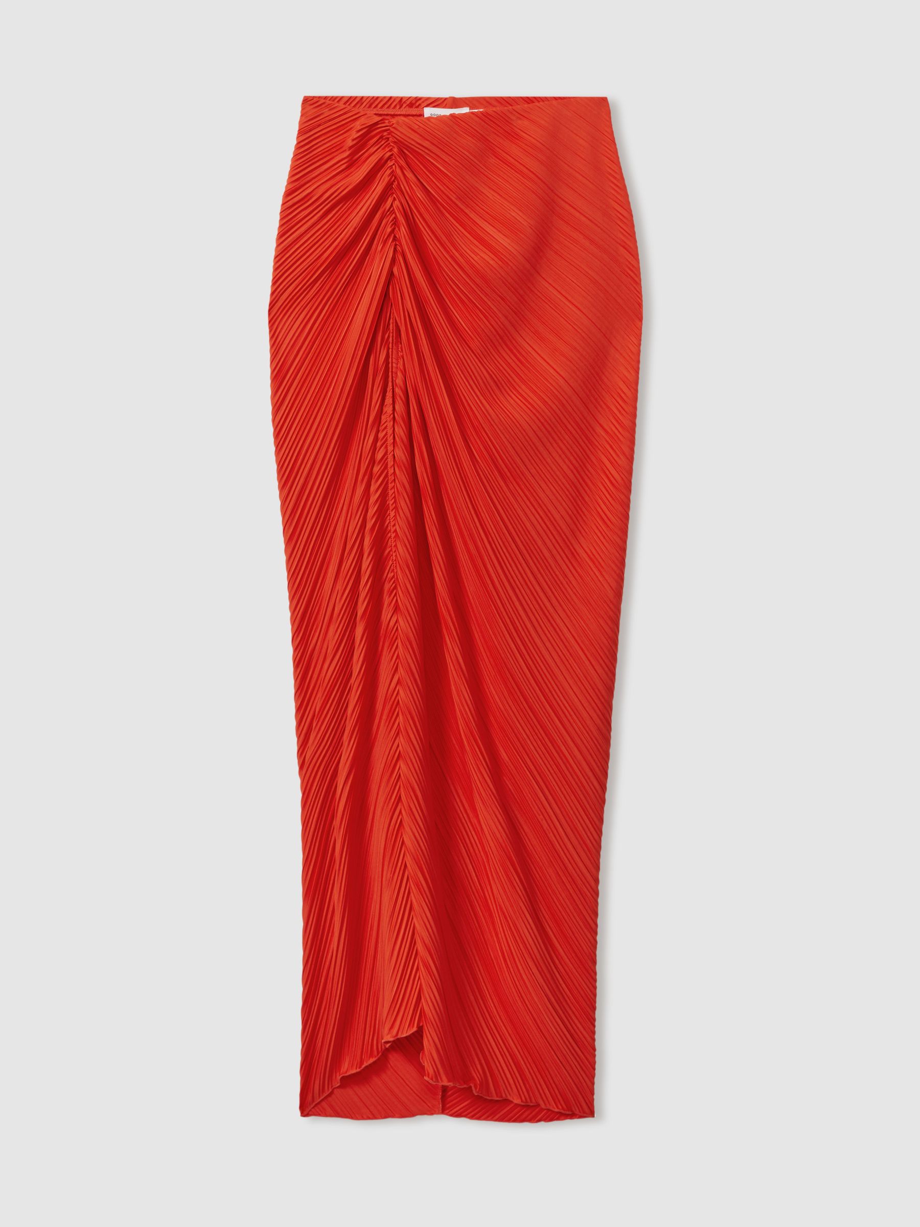 Good American Plisse Beach Cover-Up Sarong in Red