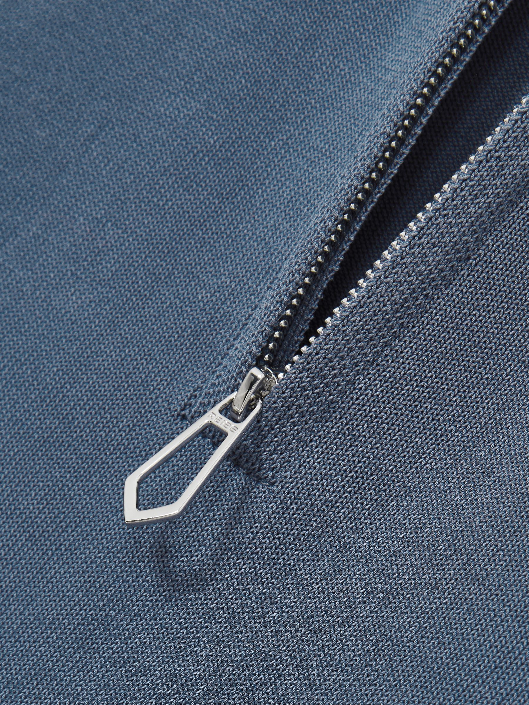 Cotton Half-Zip Knitted Polo Shirt in Airforce Blue