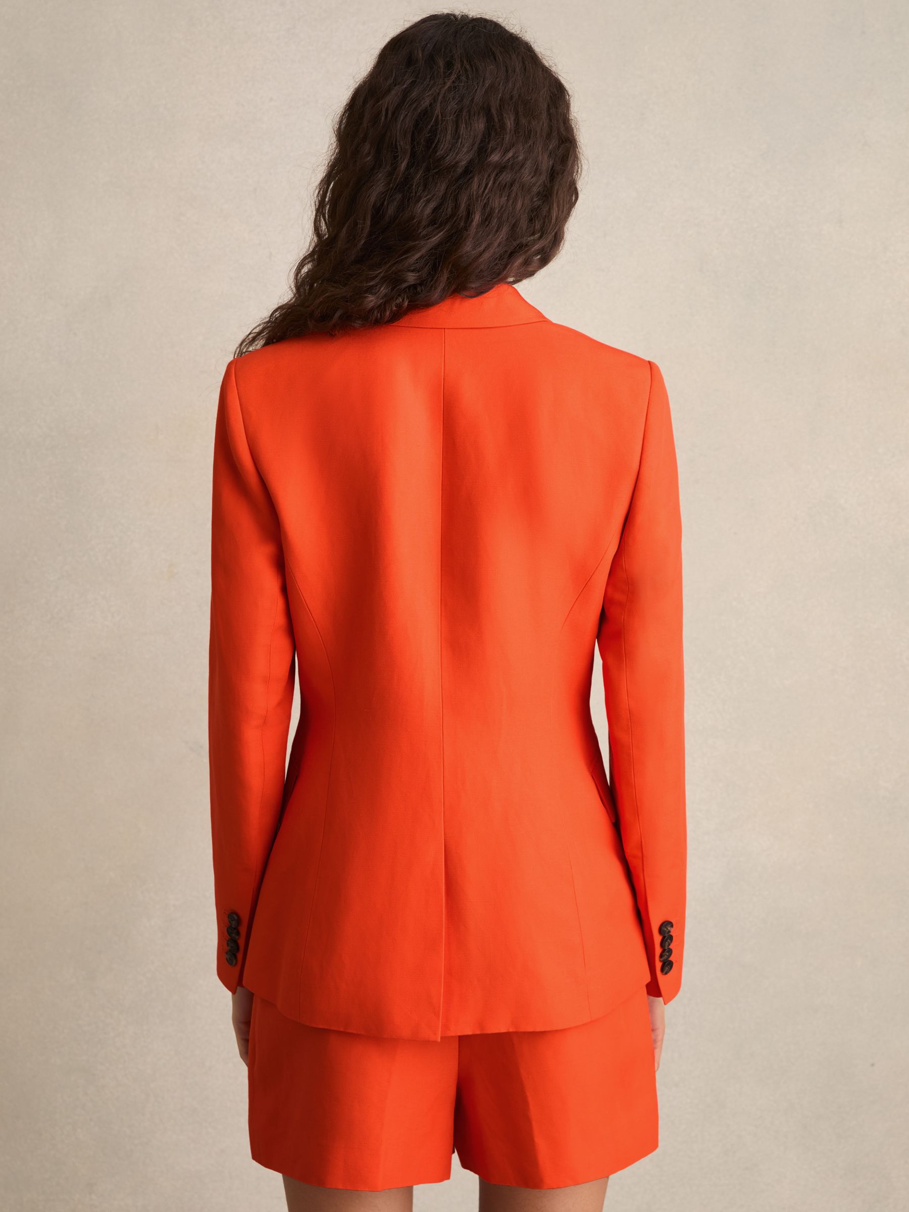 Single Breasted Suit Jacket With Linen in Orange