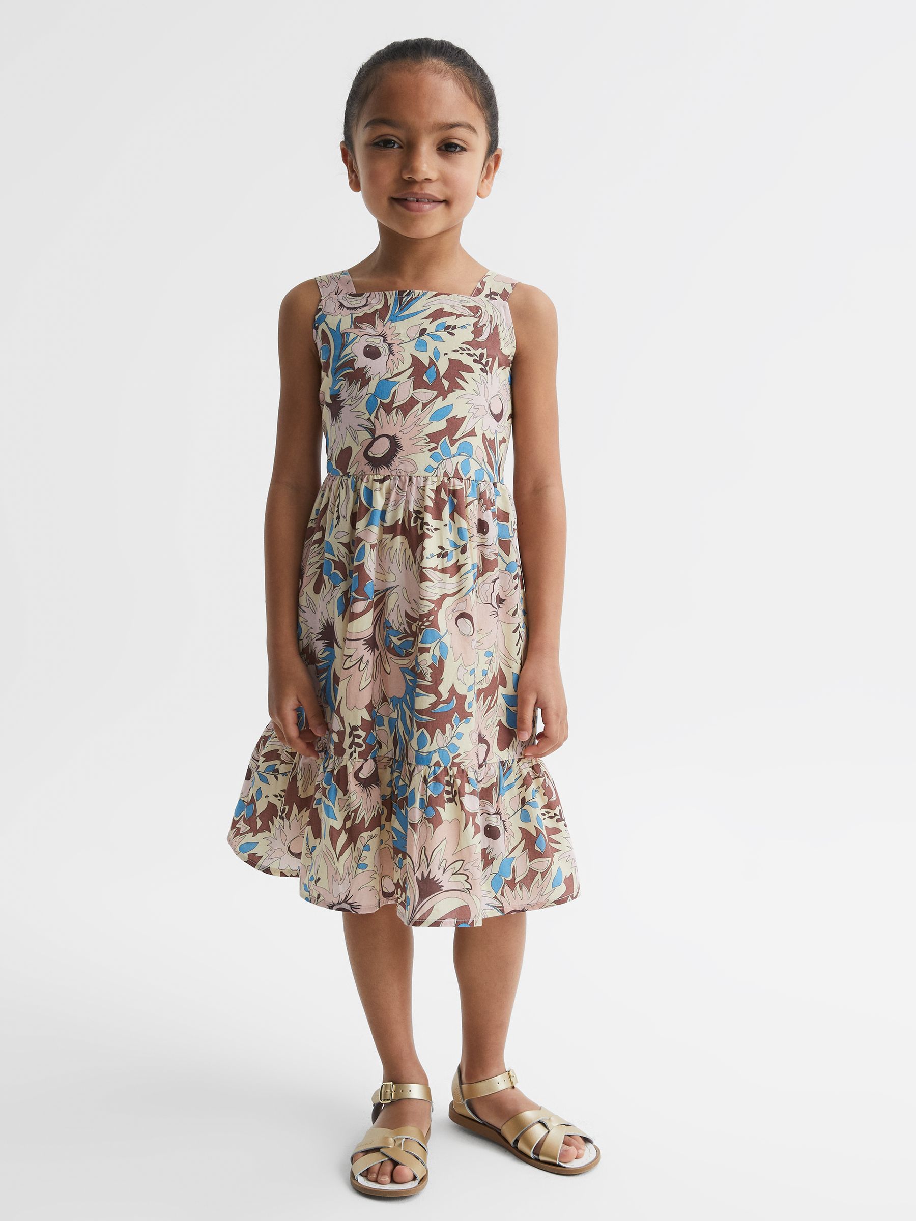 9-12 yrs Printed Strappy Dress in Lilac