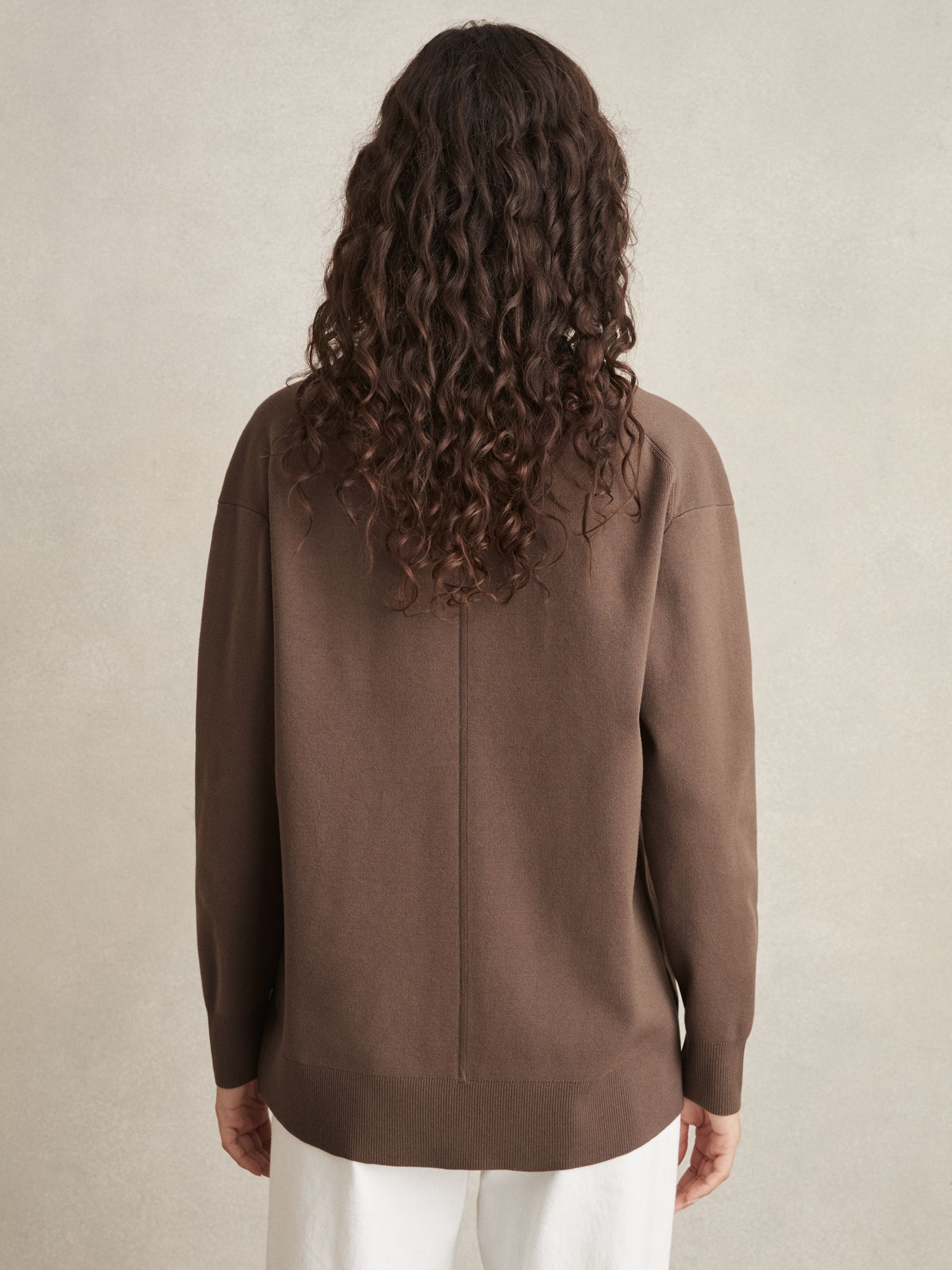 Lyocell Blend V-Neck Cardigan in Mink