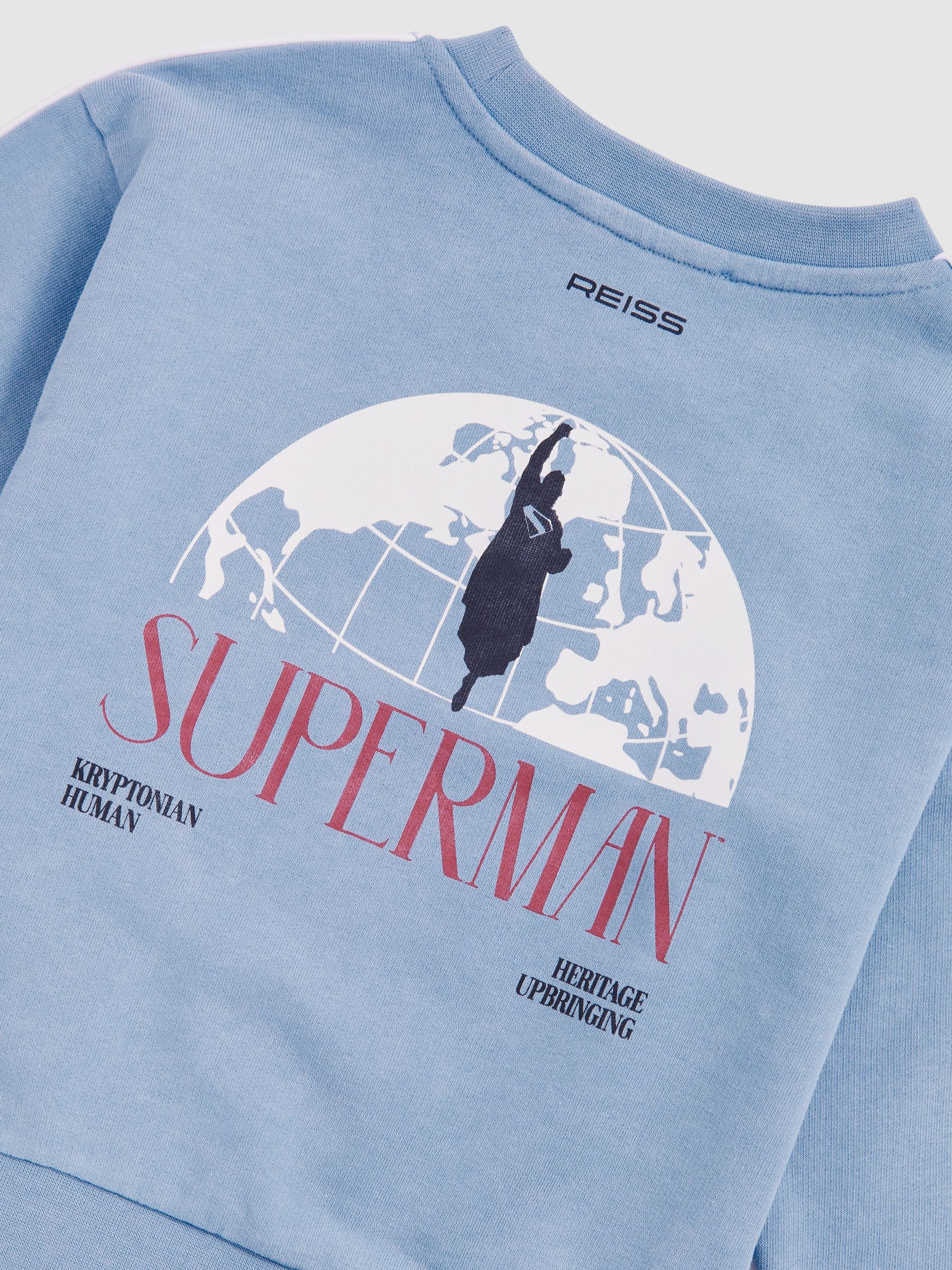 13-14 yrs Superman | Reiss Logo Print Sweatshirt in Light Blue