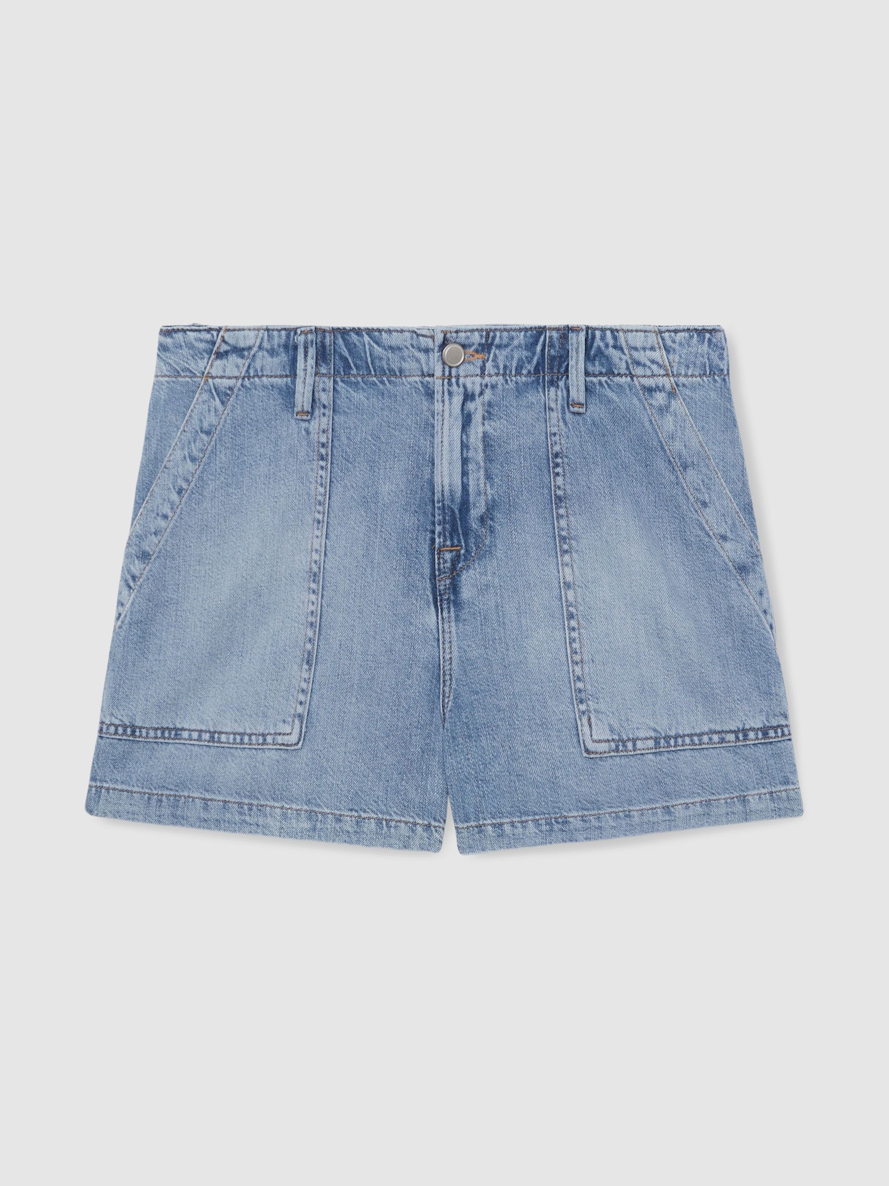 Good American Denim Shorts With Linen in Indigo Blue