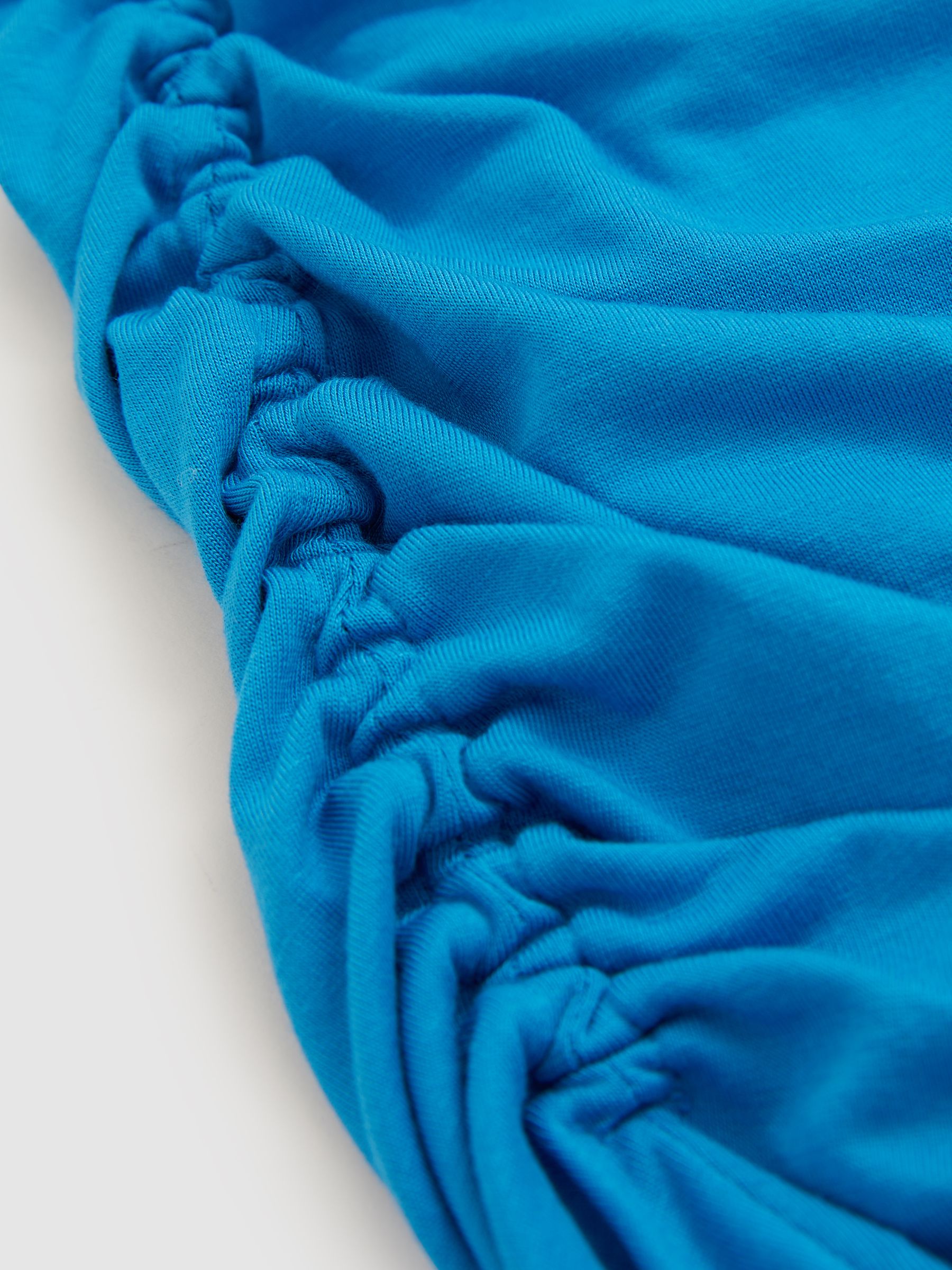 Modal-Blend Ruched Midi Dress in Bright Blue