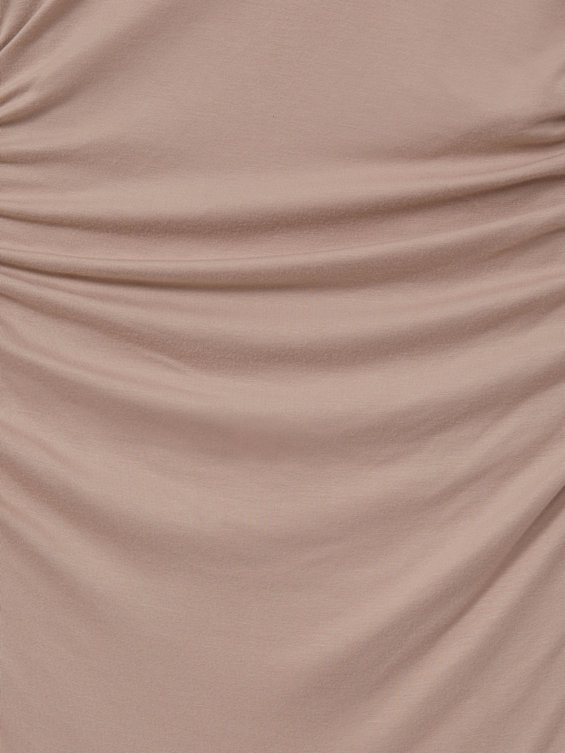 One-Shoulder Ruched-Jersey Midi Dress in Blush