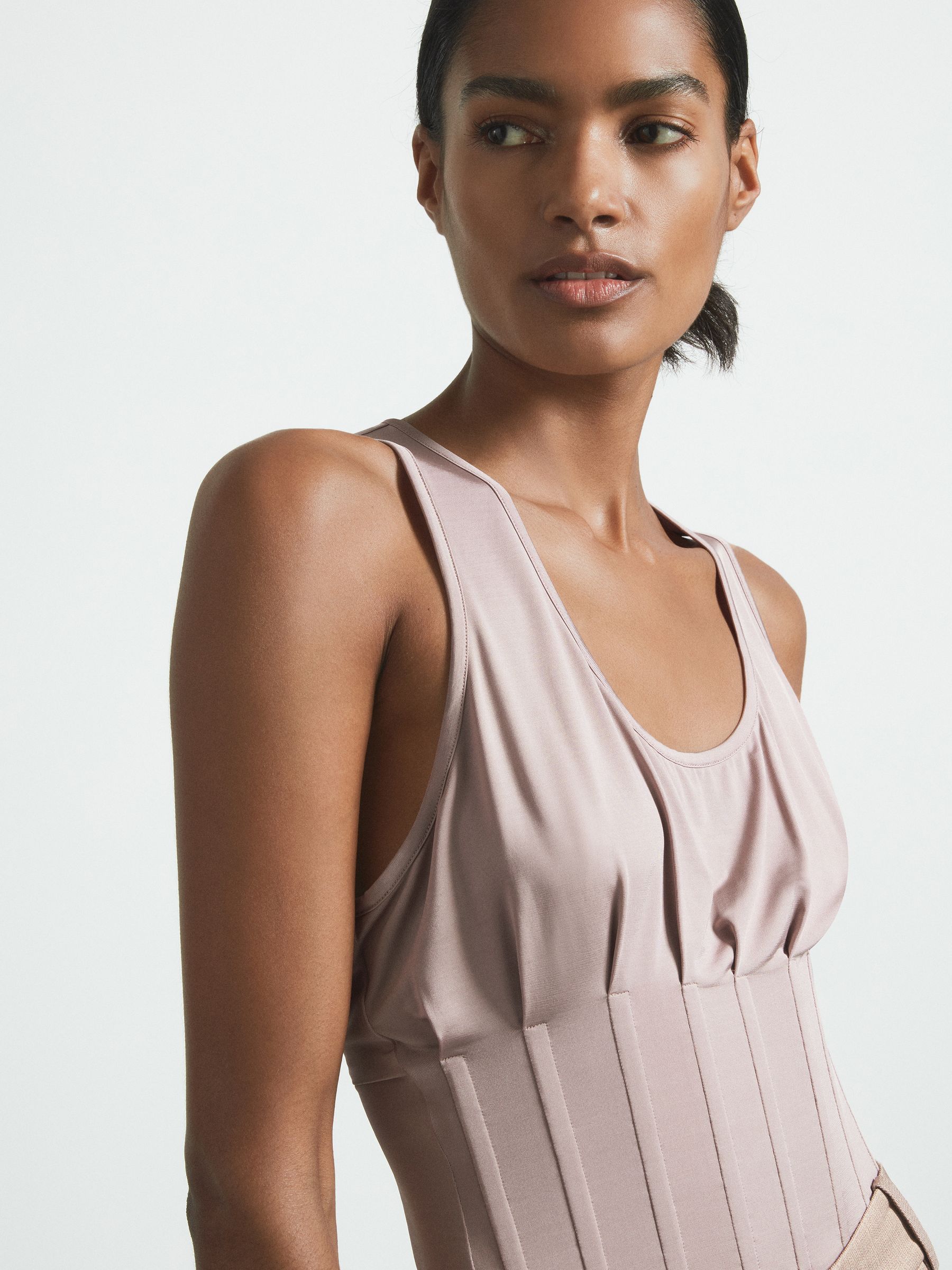 Atelier Corset Detail Vest in Mink